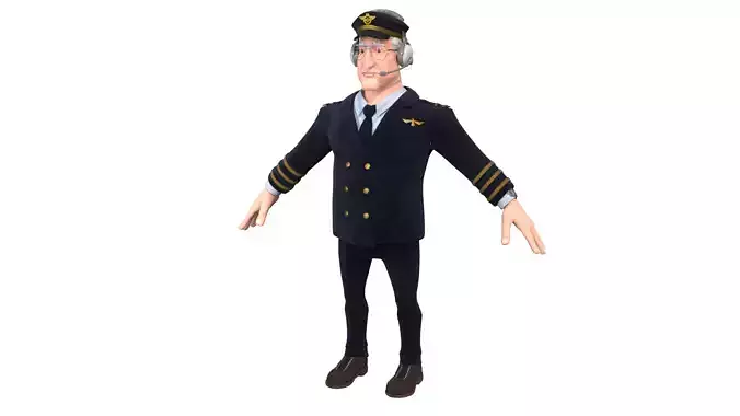 pilot man cartoon rigged character