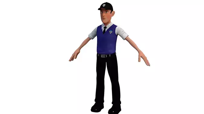 police man cartoon rigged character