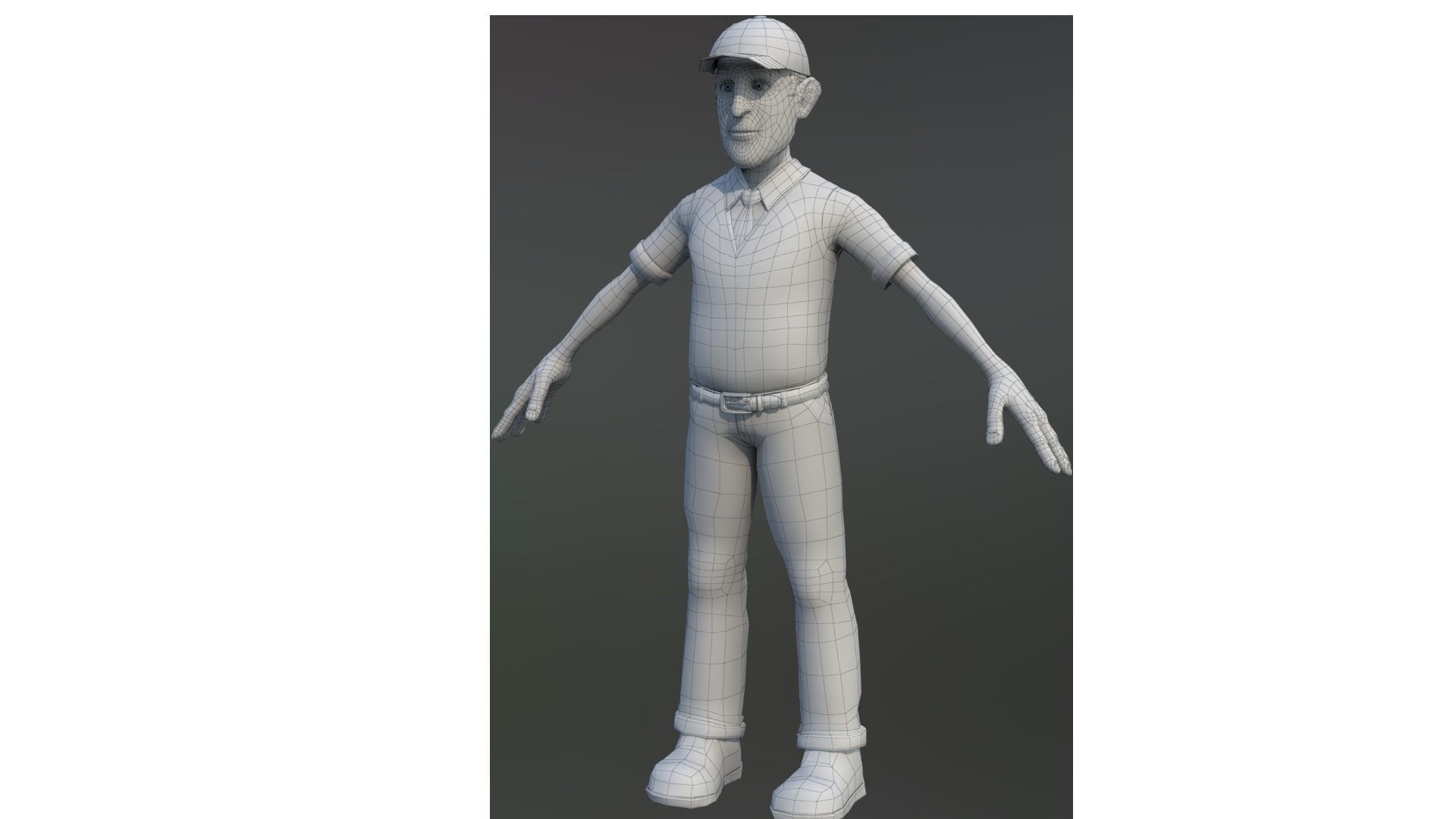 police man cartoon rigged character 3D model_5