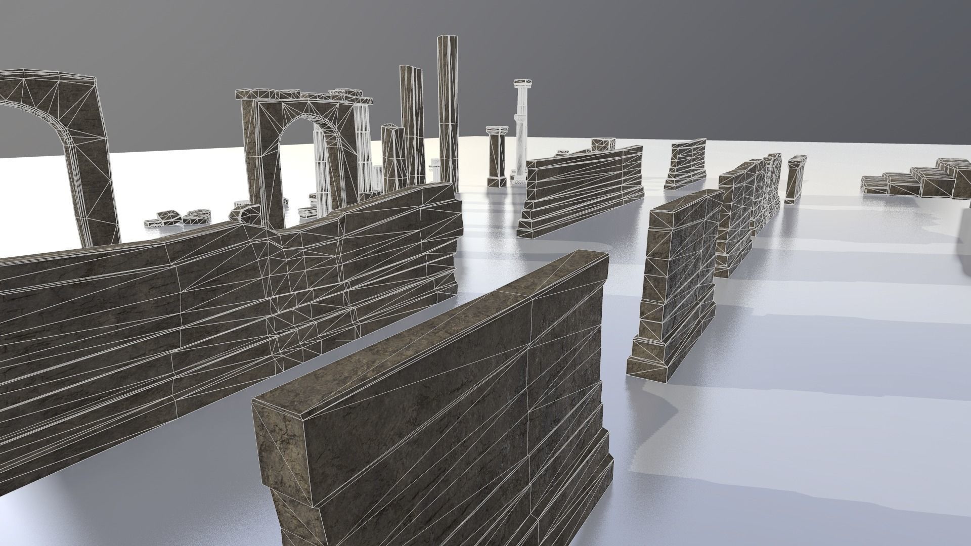 Temple ruins construction kit Low-poly 3D model_9