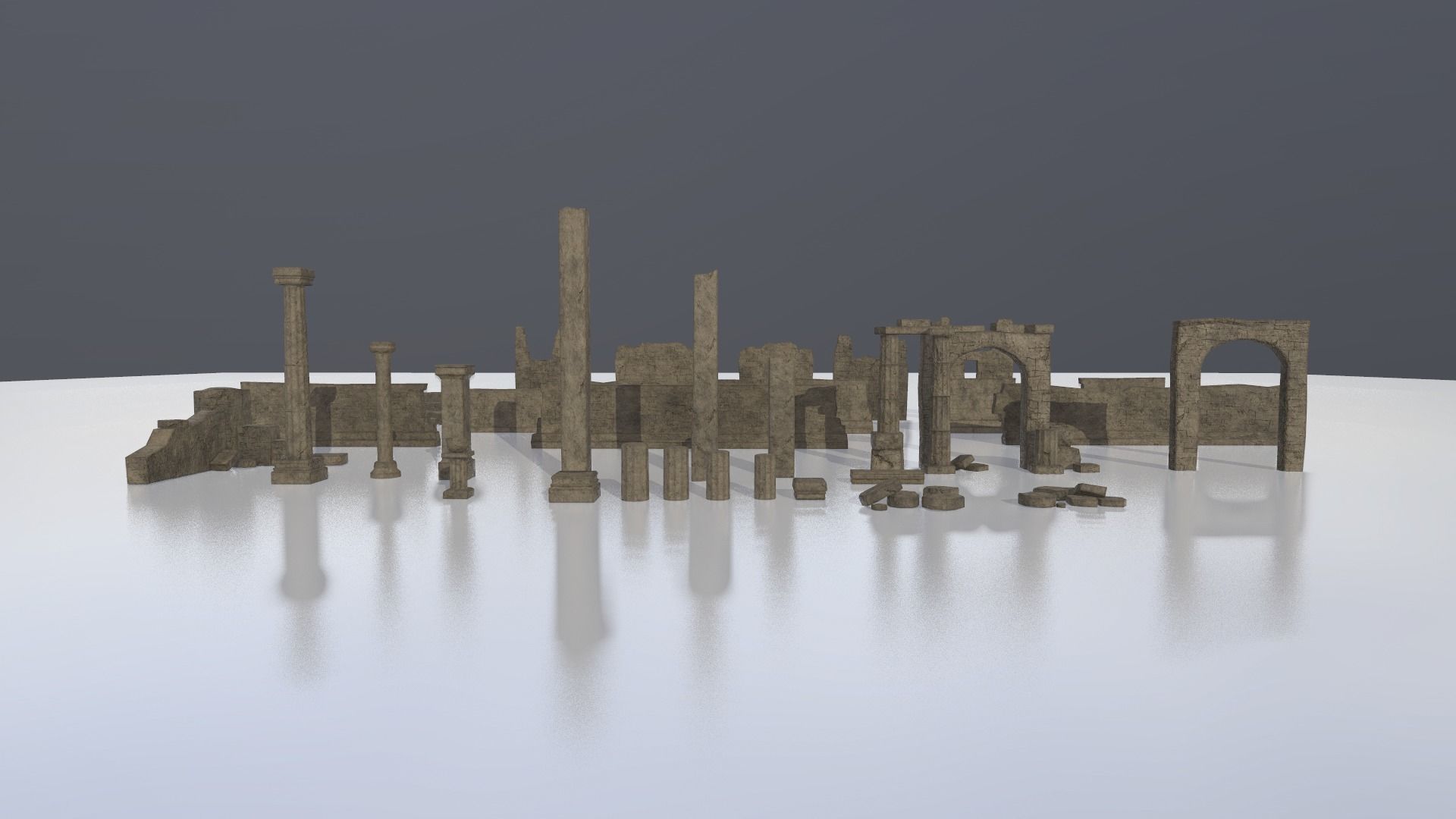 Temple ruins construction kit Low-poly 3D model_10