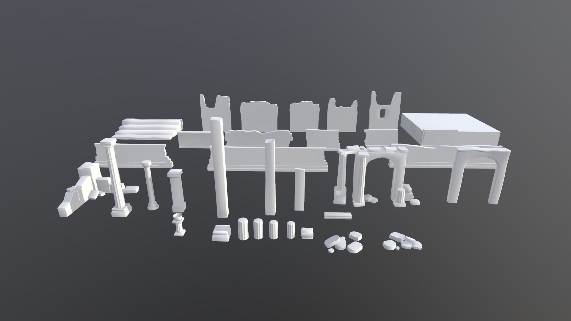 Temple ruins construction kit Low-poly 3D model_12