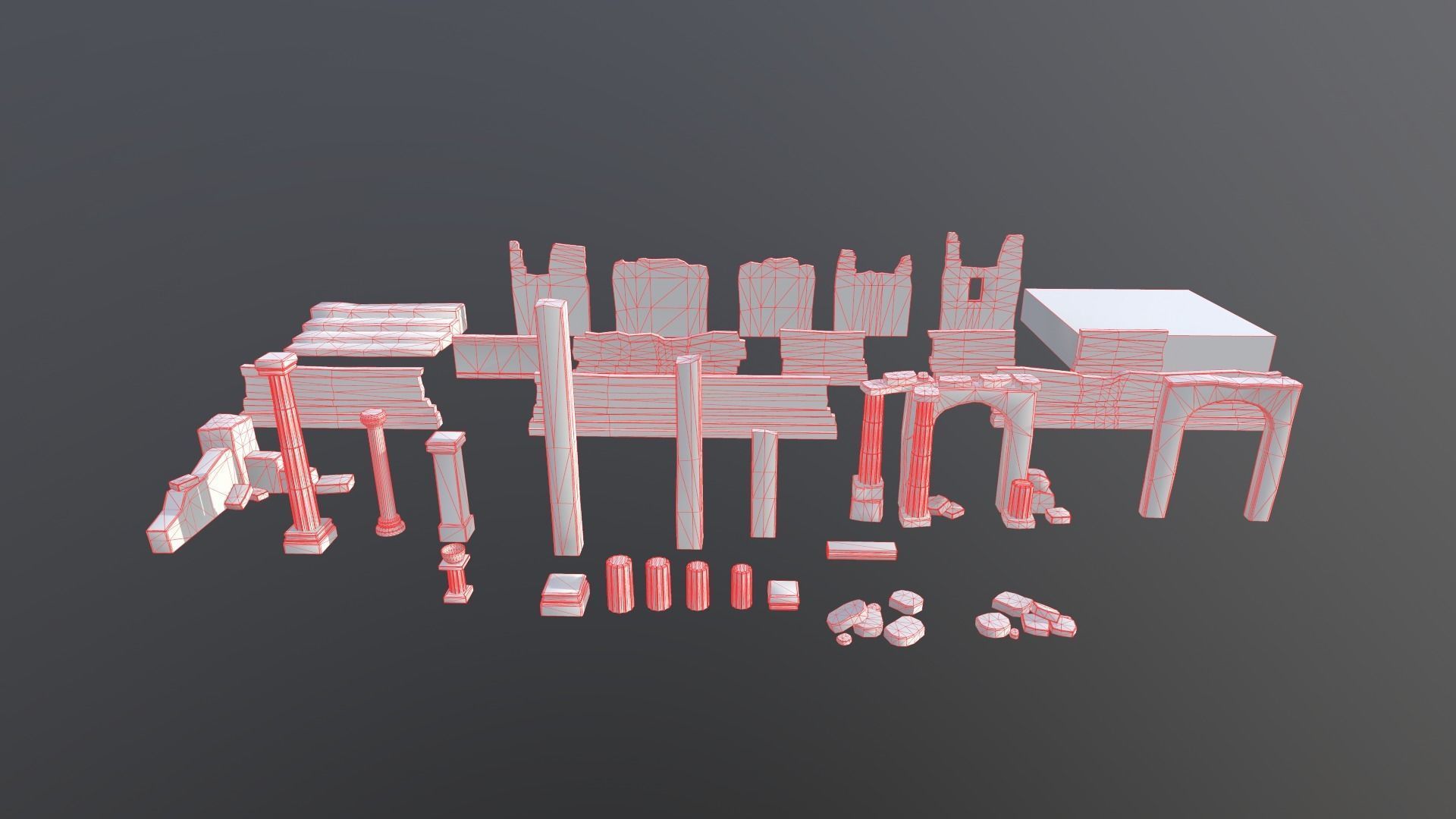 Temple ruins construction kit Low-poly 3D model_13