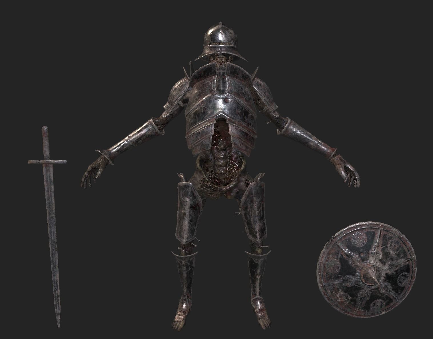 Undead Zombie Warrior Character  4k PBR  Low poly Low-poly 3D model_9