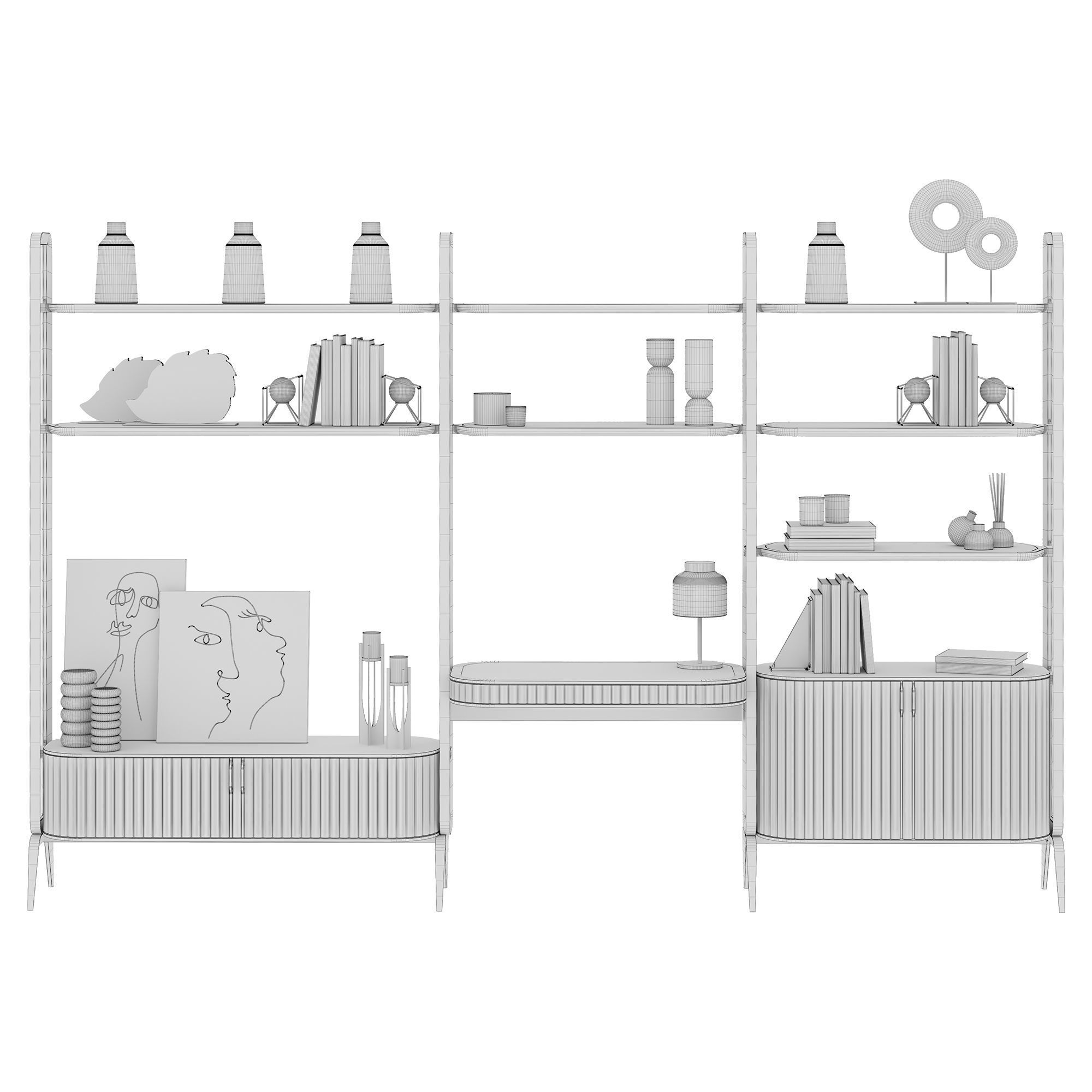EDEN ROCK Bookcase with 3 elements Design Sacha Lakic 3D model_4