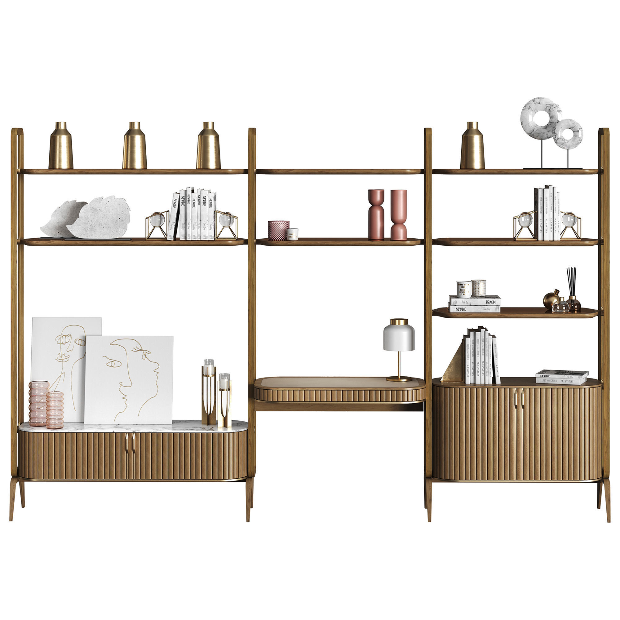 EDEN ROCK Bookcase with 3 elements Design Sacha Lakic 3D model_1