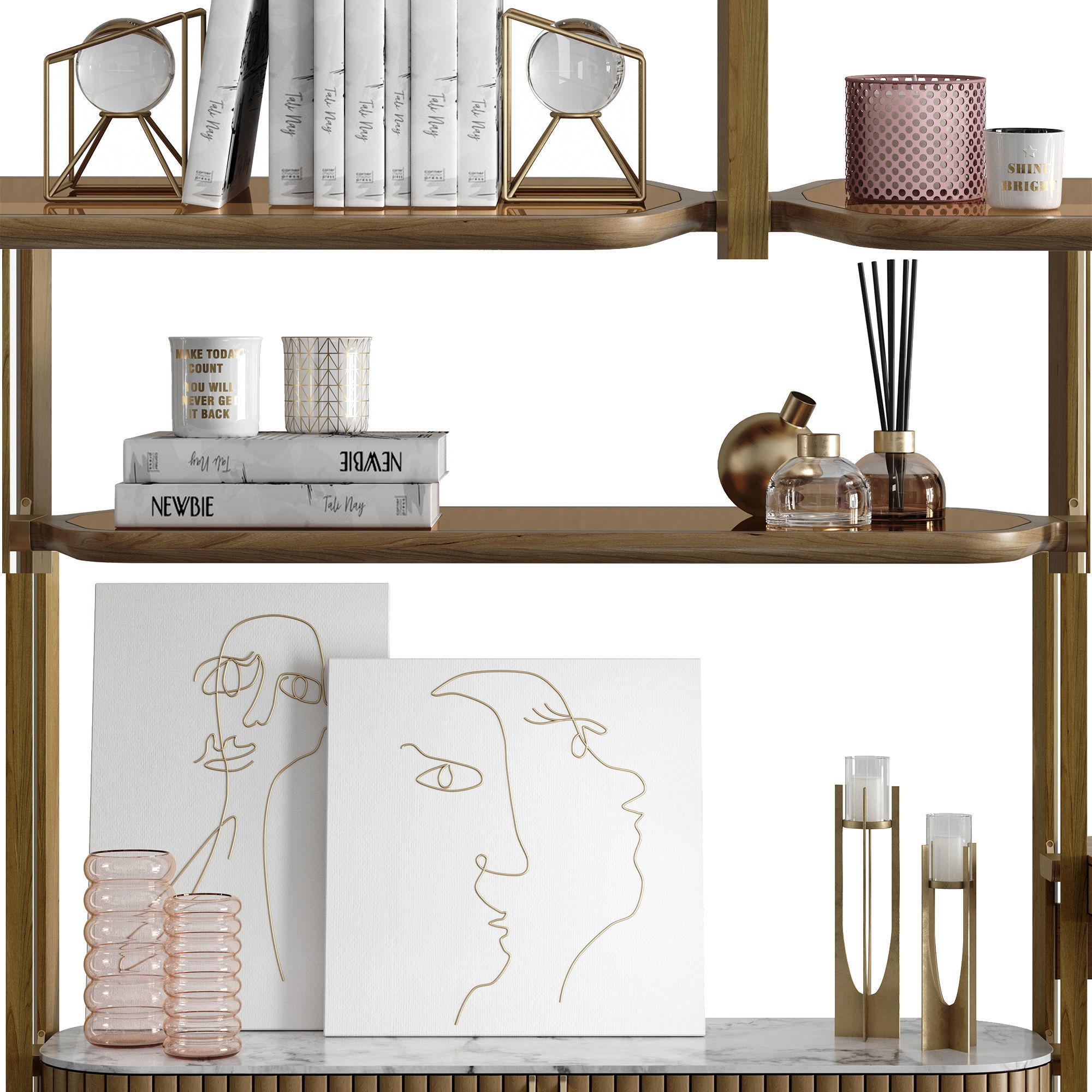 EDEN ROCK Bookcase with 3 elements Design Sacha Lakic 3D model_2