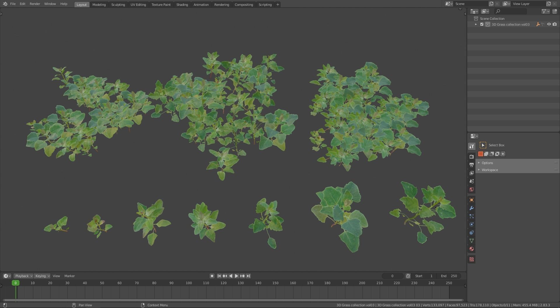 3D Grass collection vol03 Low-poly 3D model_9