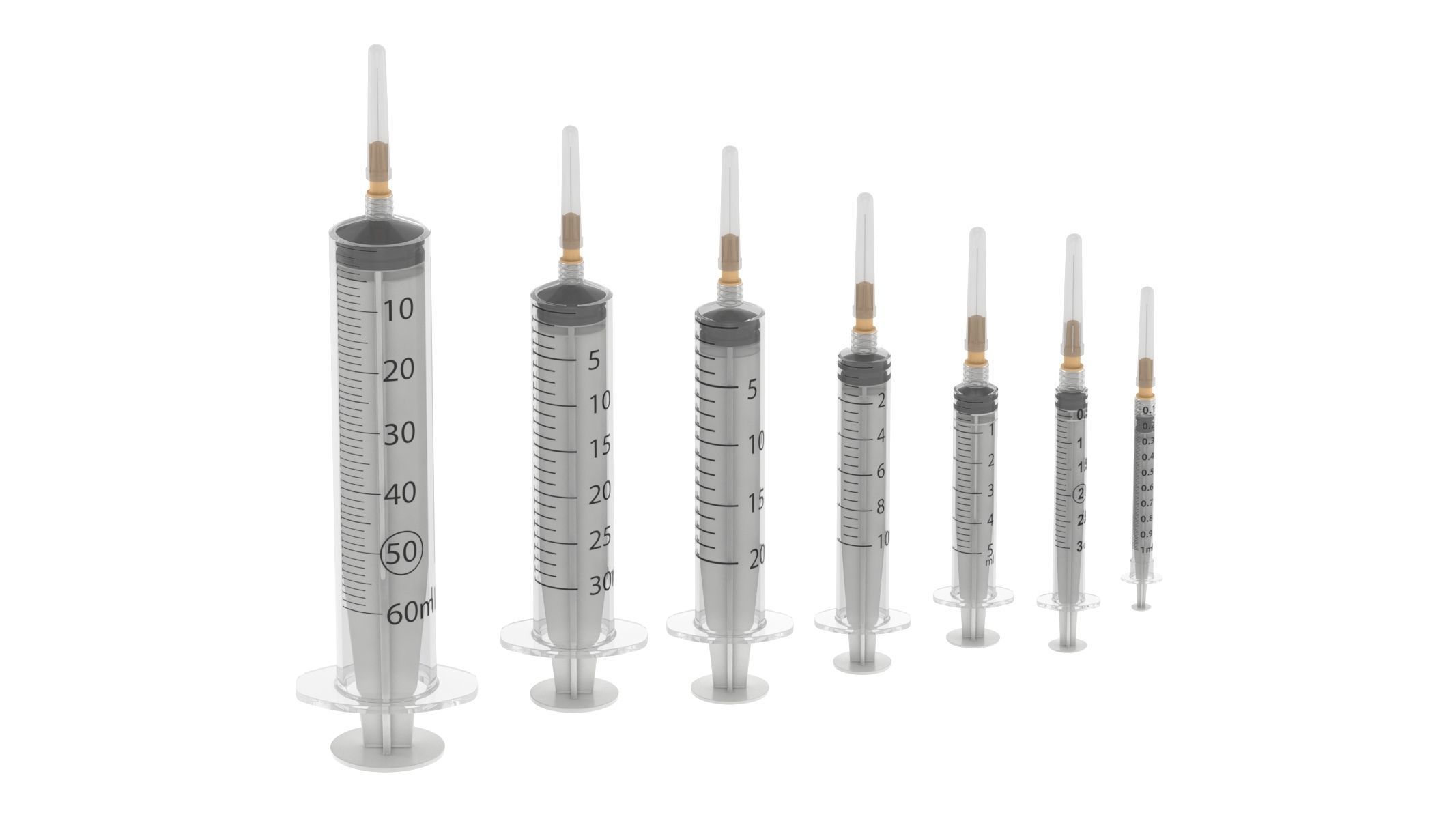 7 Syringes Collection injection syringe 3D model_1