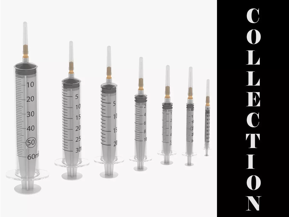 7 Syringes Collection injection syringe 3D model_0