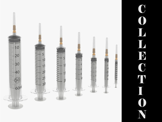 7 Syringes Collection injection syringe 3D model