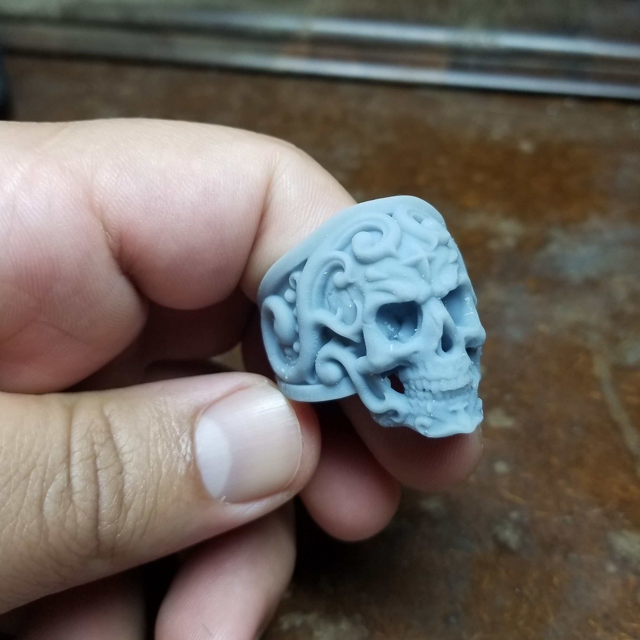 Ornate Skull Ring 3D print model_3