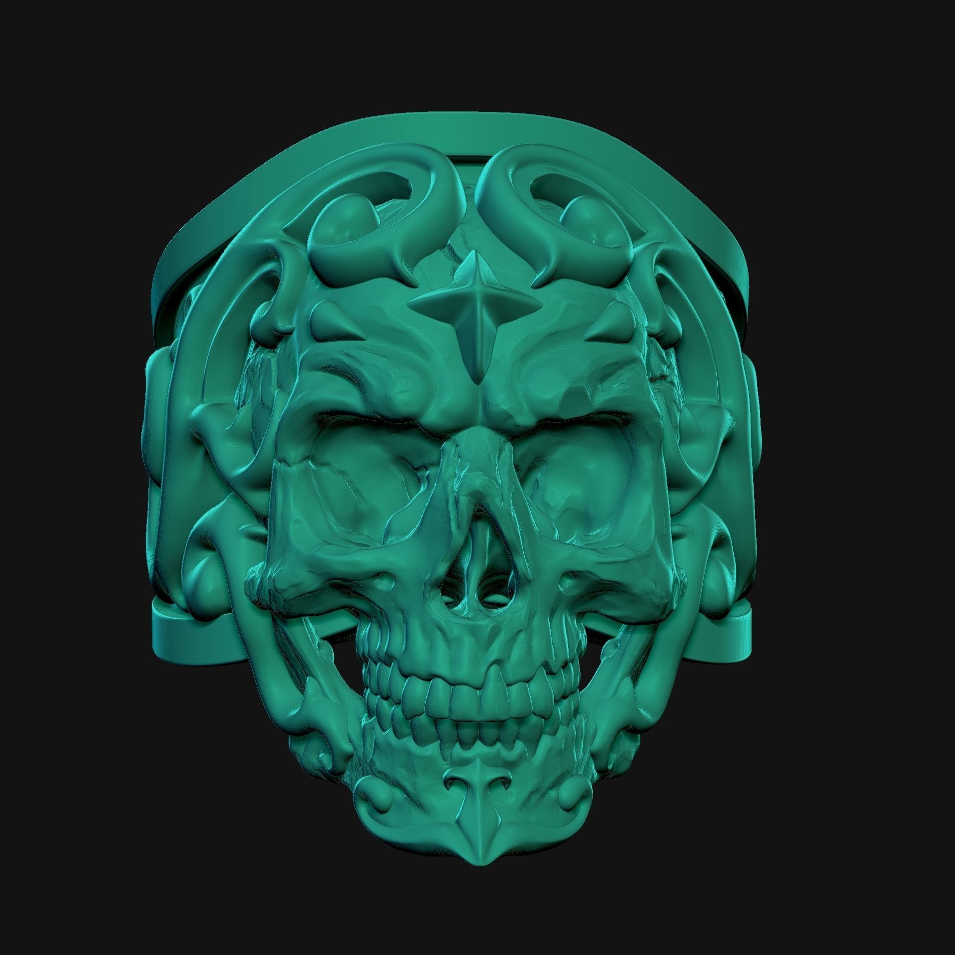Ornate Skull Ring 3D print model_8