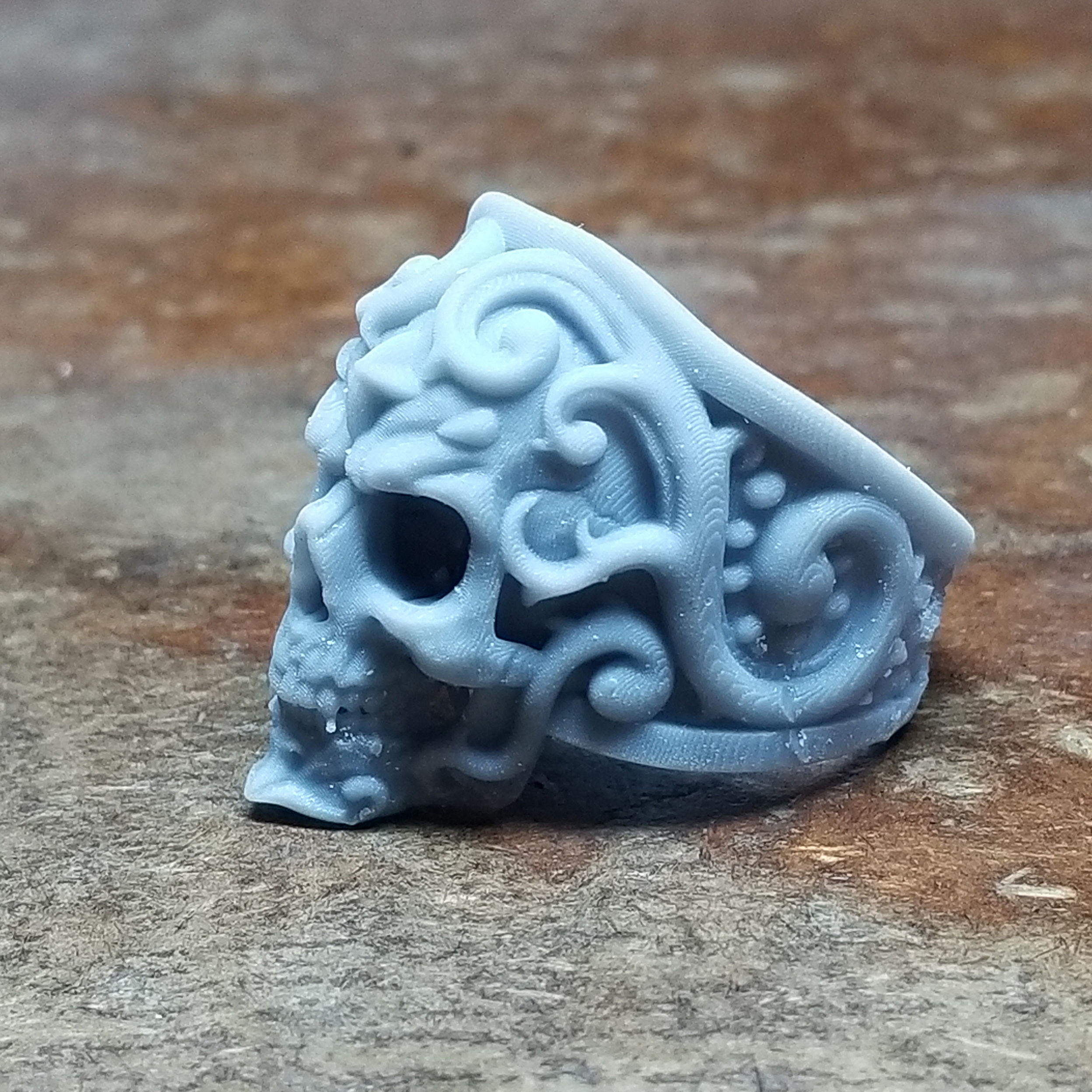 Ornate Skull Ring 3D print model_4
