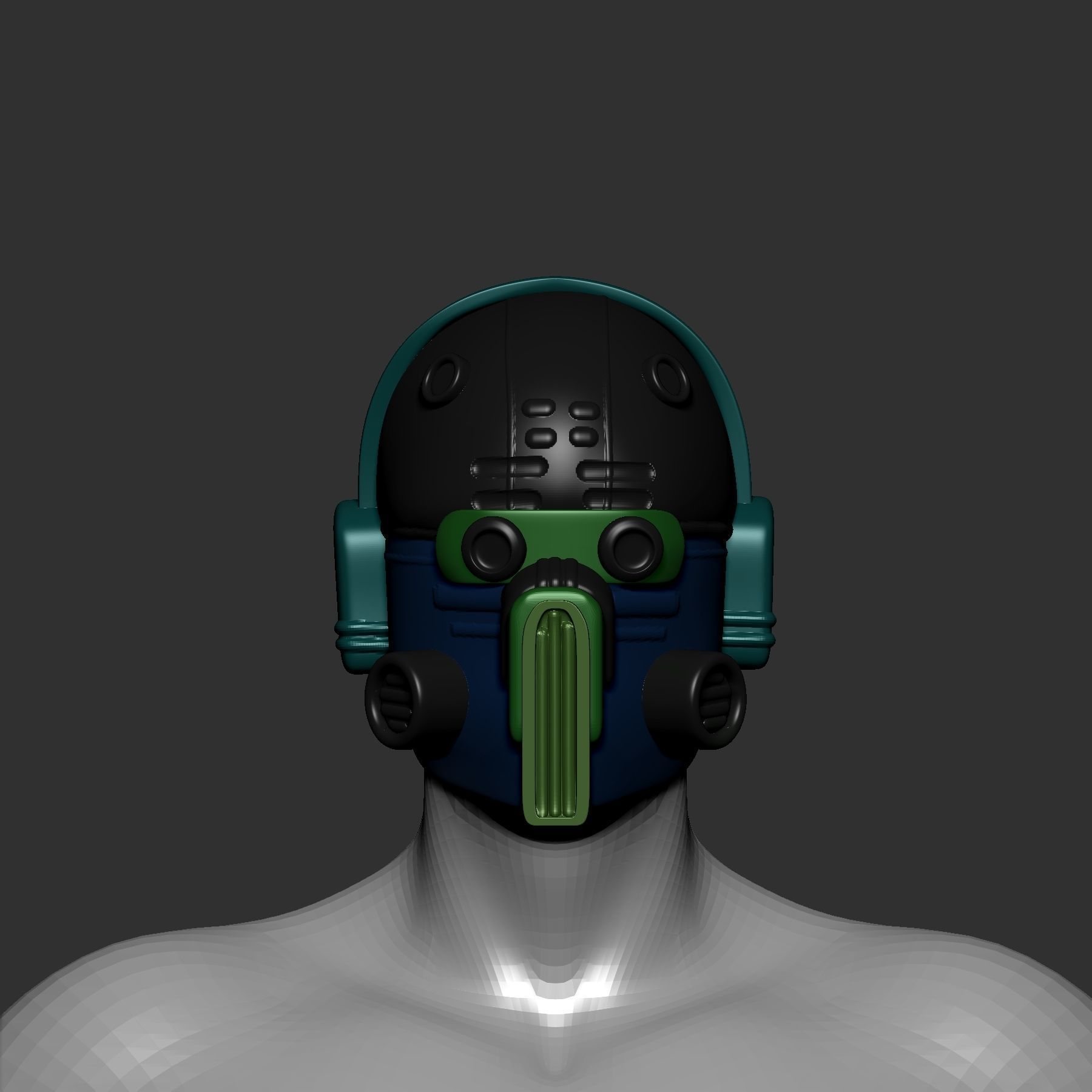 helmet high poly sculpt 3d printable 3D model_1