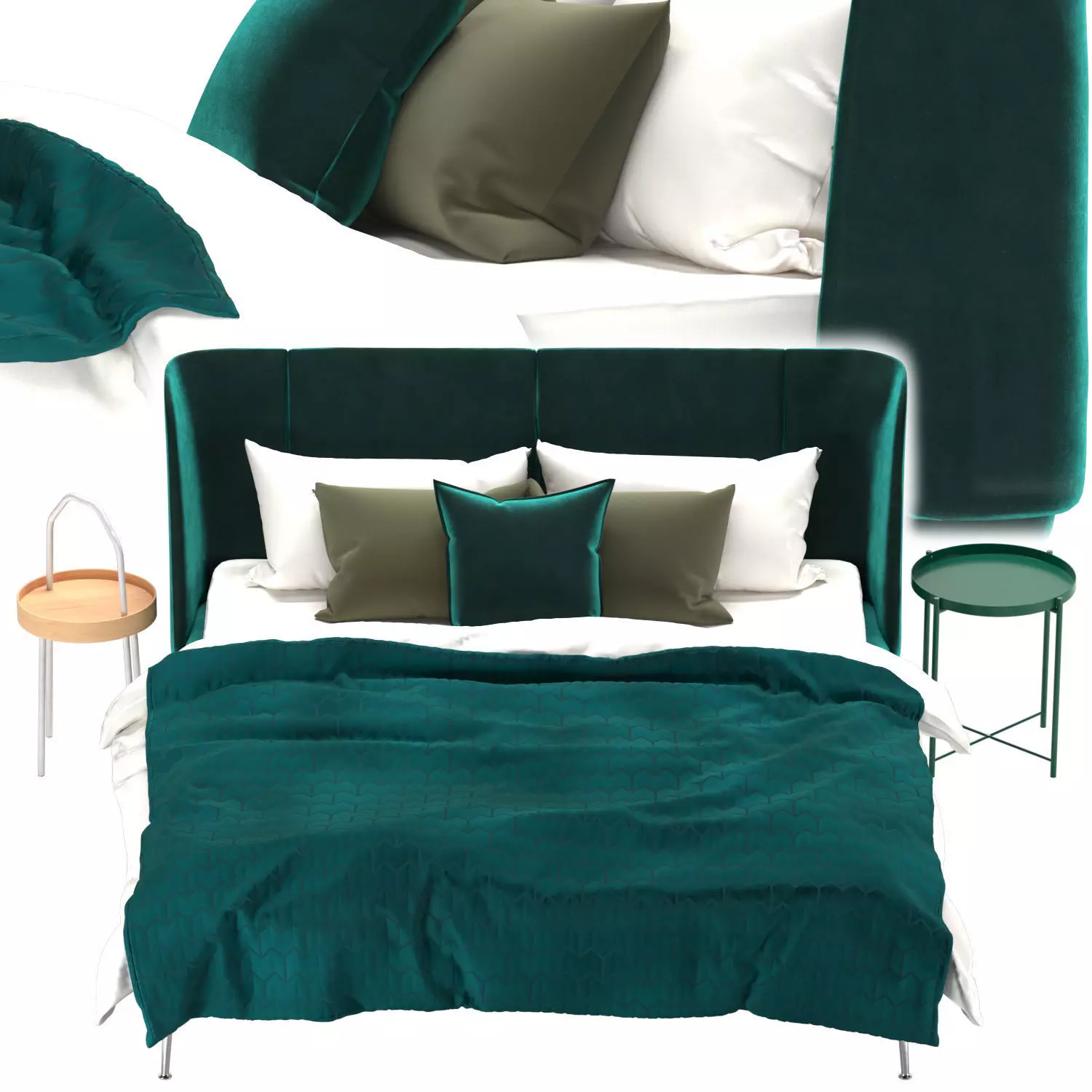 Ikea Tufjord bed Gladom and Burvik side tables 3D model