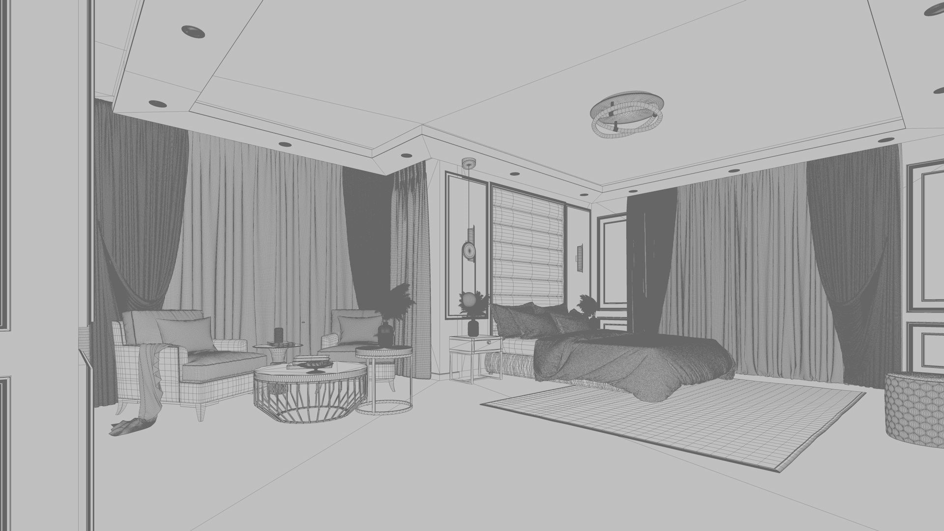 Simple Bedroom  Interior 2 3D model_7