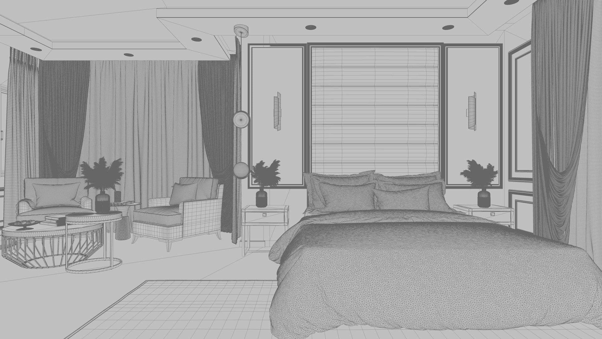 Simple Bedroom  Interior 2 3D model_6
