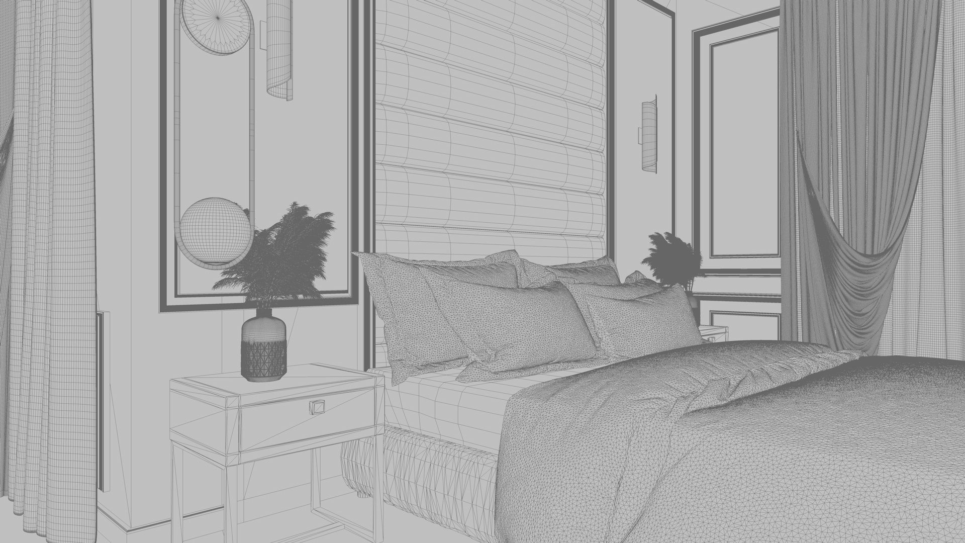 Simple Bedroom  Interior 2 3D model_11