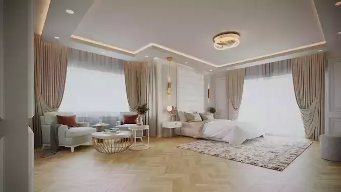 Simple Bedroom  Interior 2 3D model
