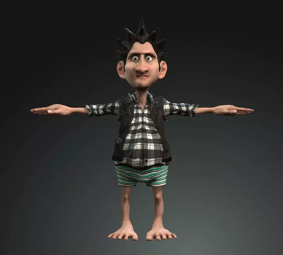 3d funny bona character for movie short films animation vfx  3D model_0