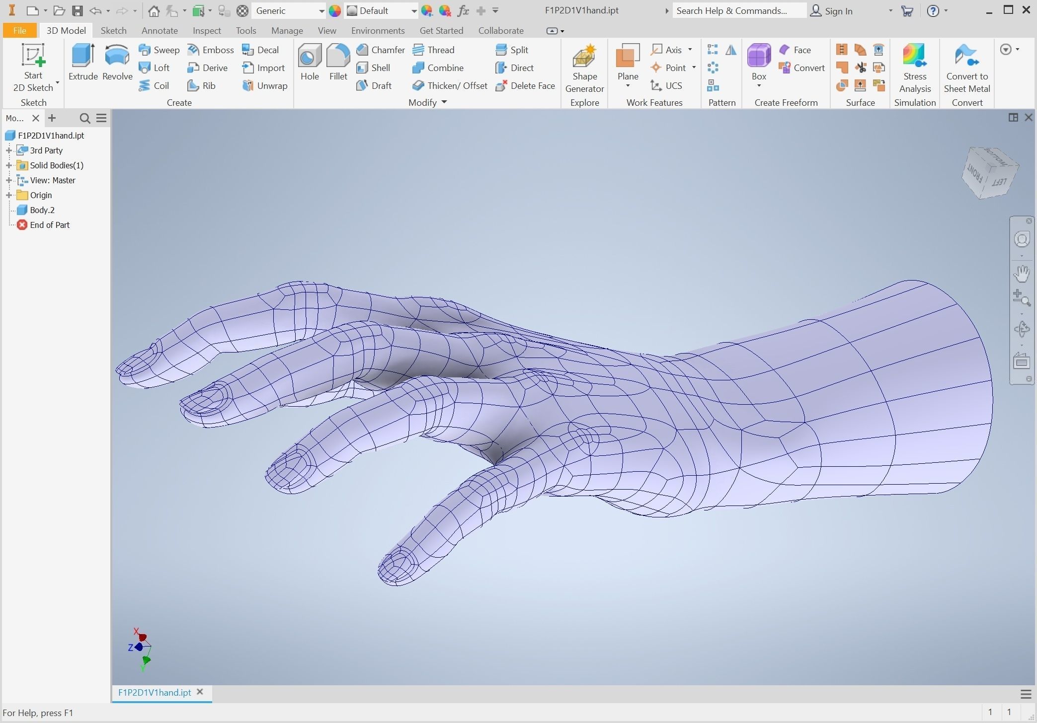 CAD-friendly Casual Woman Hand Model F1P2D1V1hand 3D model_16