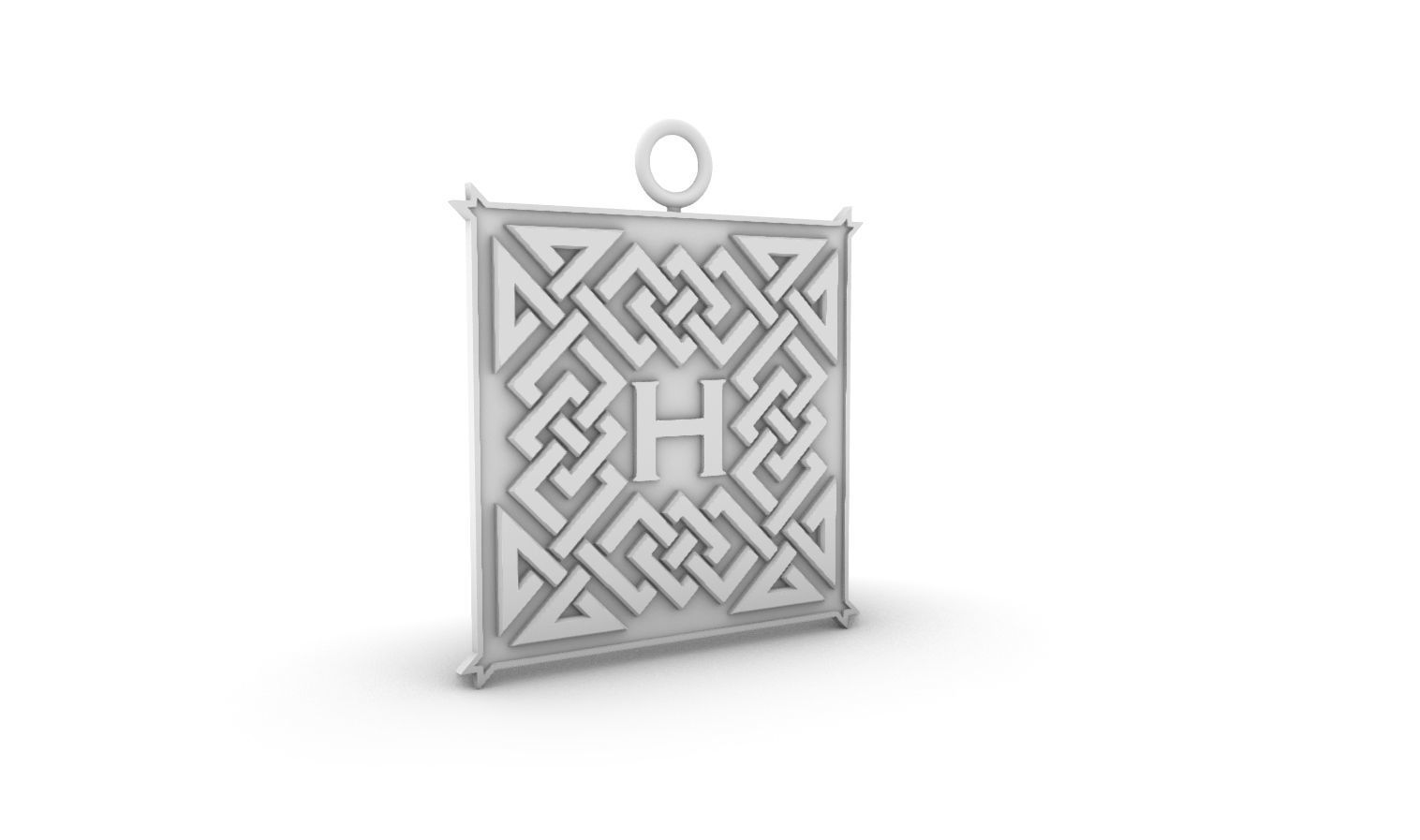 Celtic pendant letter H 3D print model_11