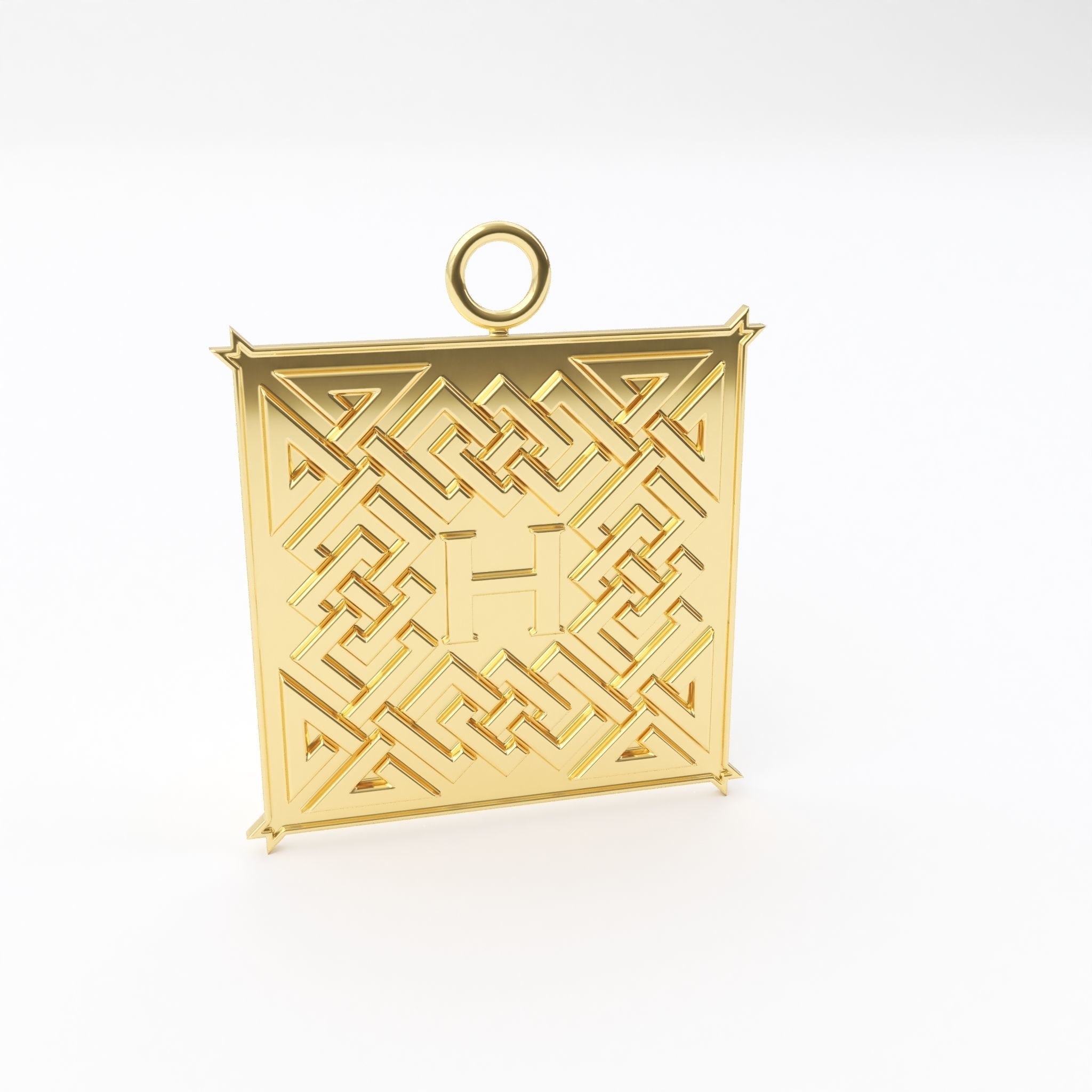 Celtic pendant letter H 3D print model_1