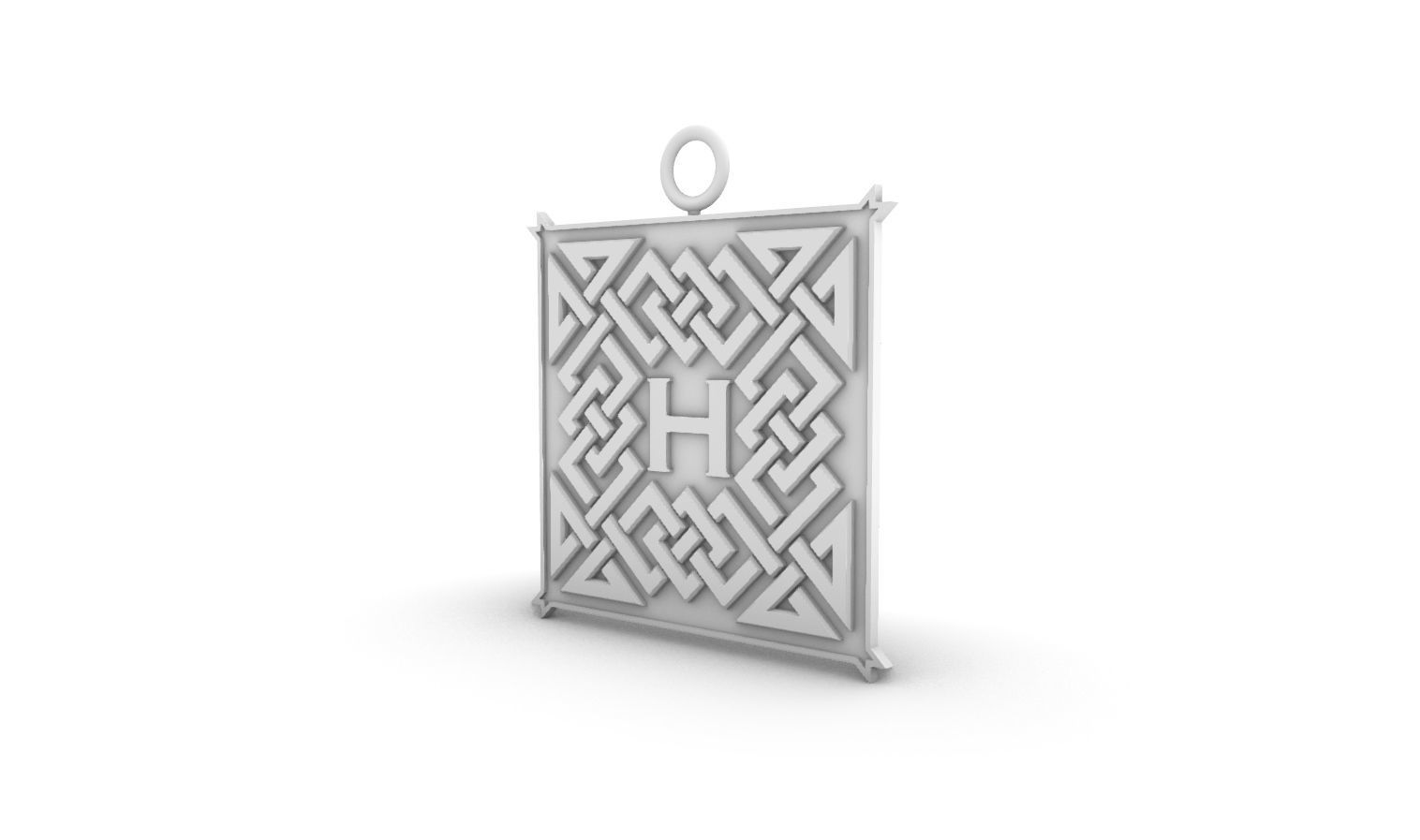 Celtic pendant letter H 3D print model_12