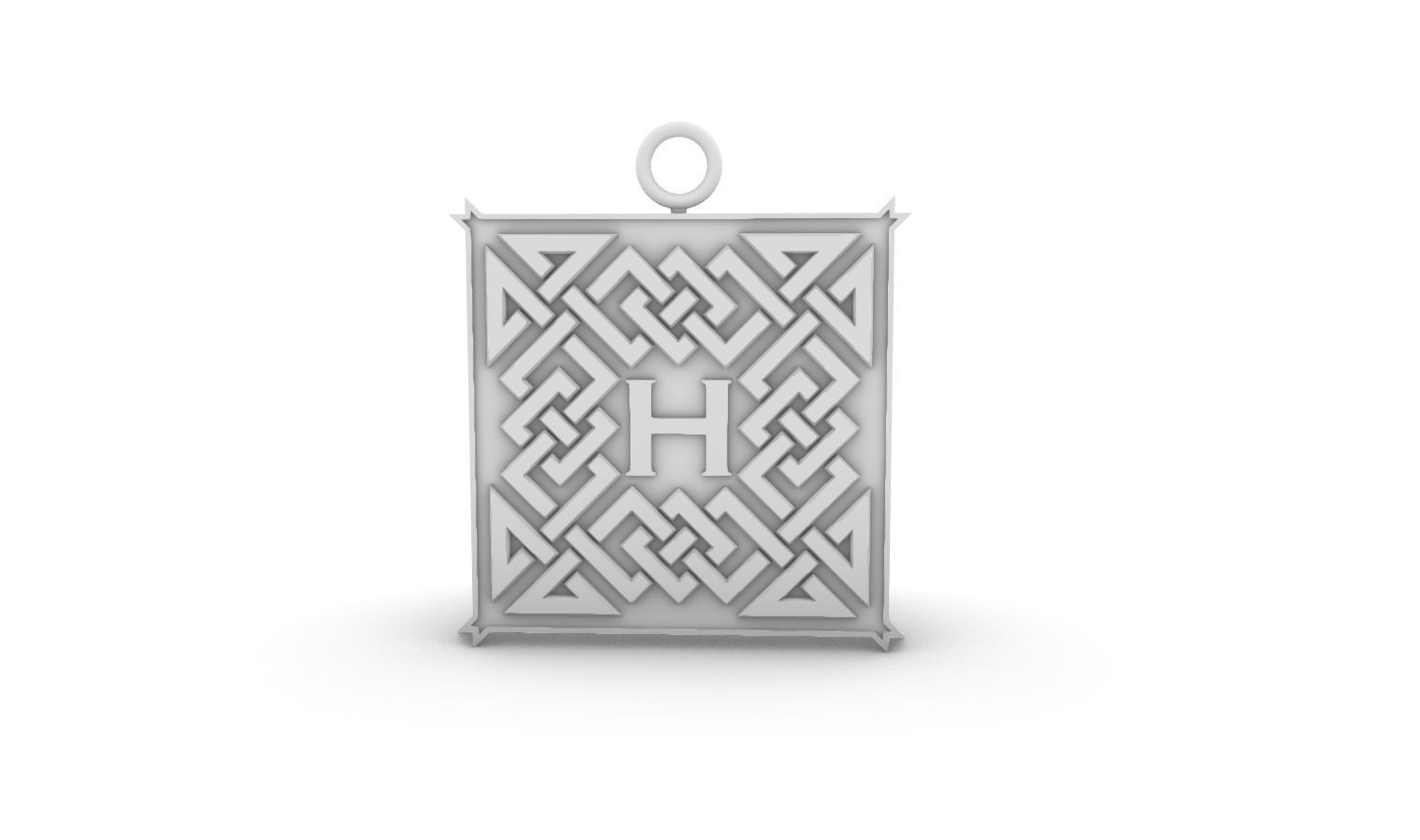 Celtic pendant letter H 3D print model_10