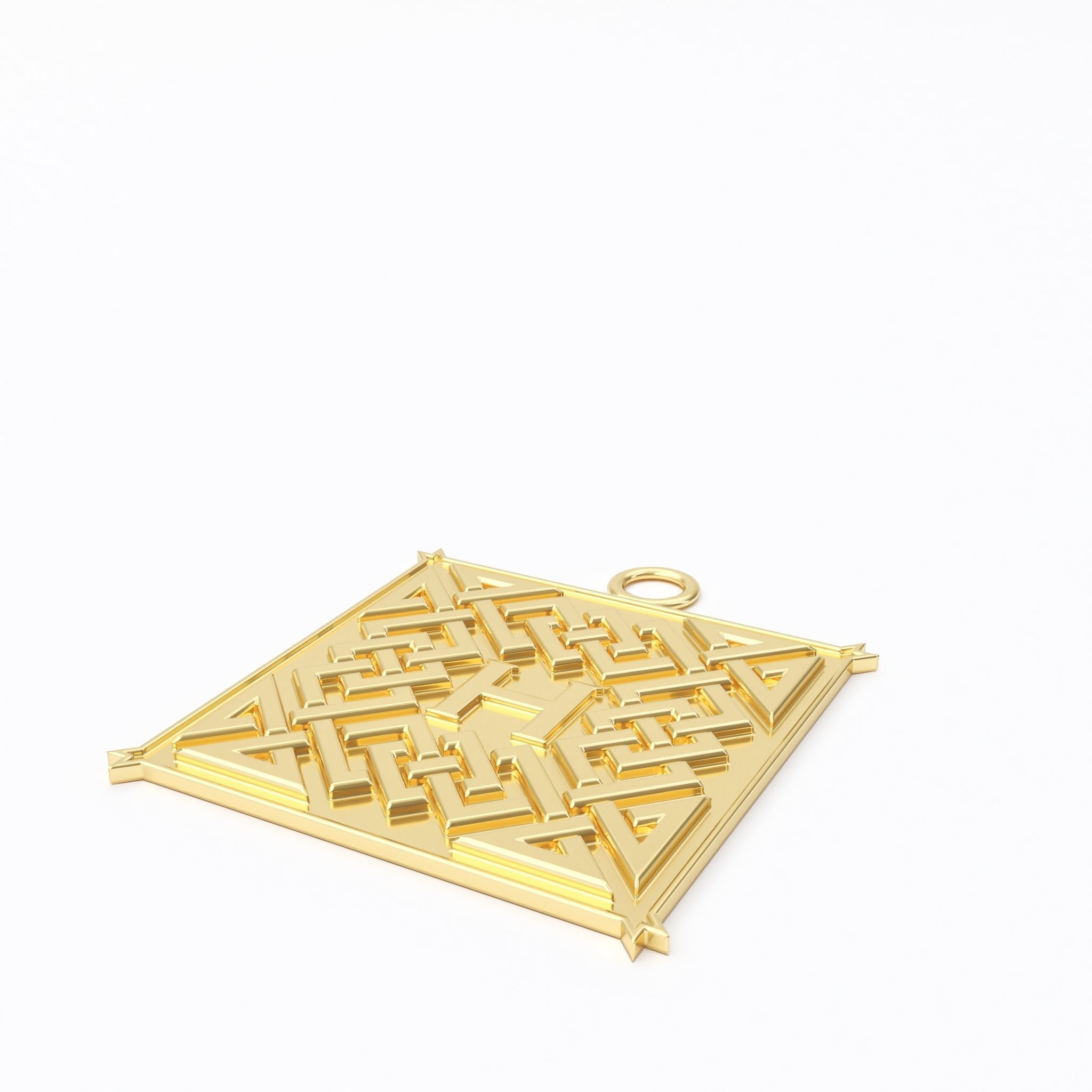 Celtic pendant letter H 3D print model_9