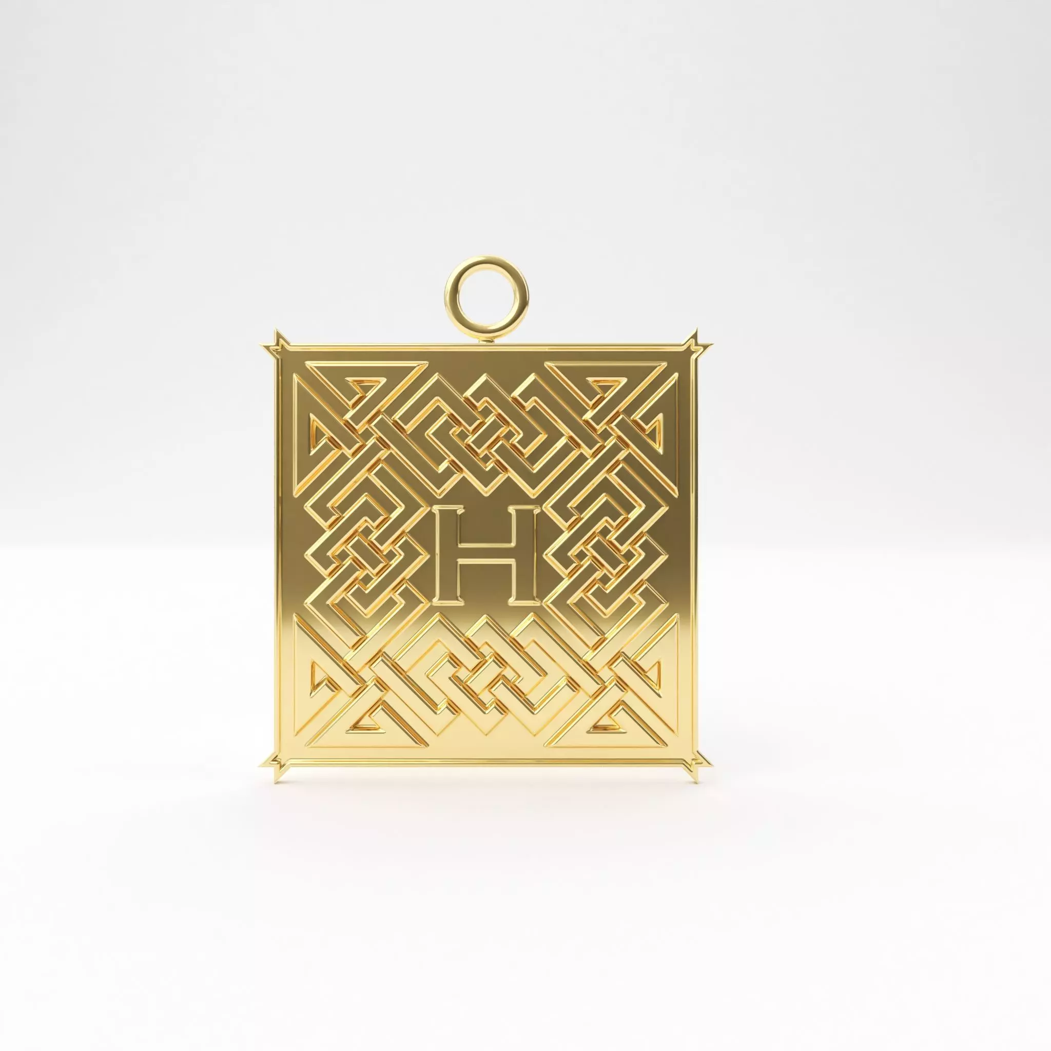 Celtic pendant letter H 3D print model_0