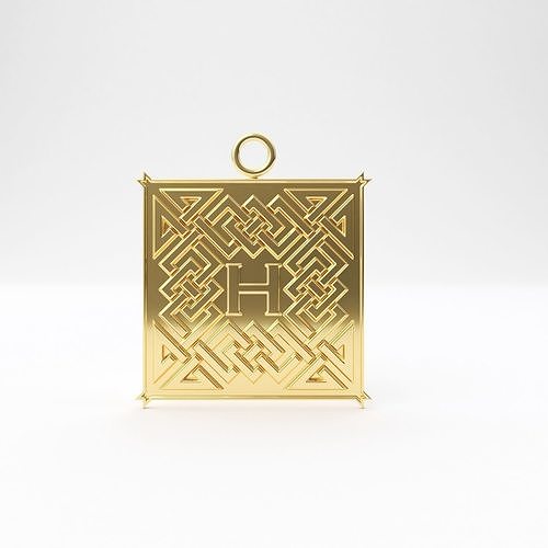Celtic pendant letter H 3D print model
