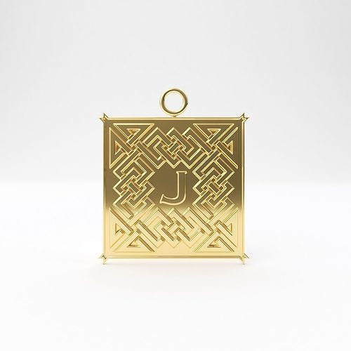 Celtic pendant letter J 3D print model