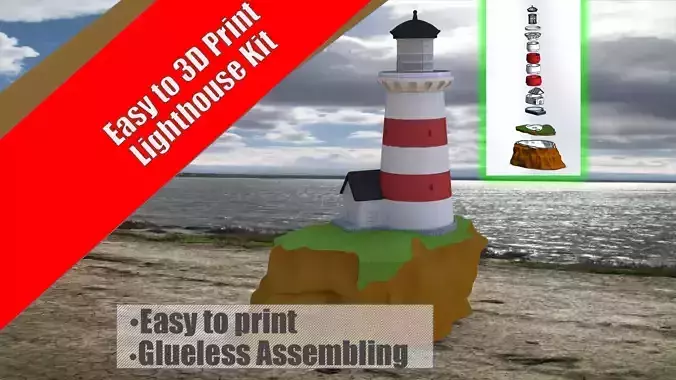 Easy 3D Printable Lighthouse Kit Easy Glueless Assembly