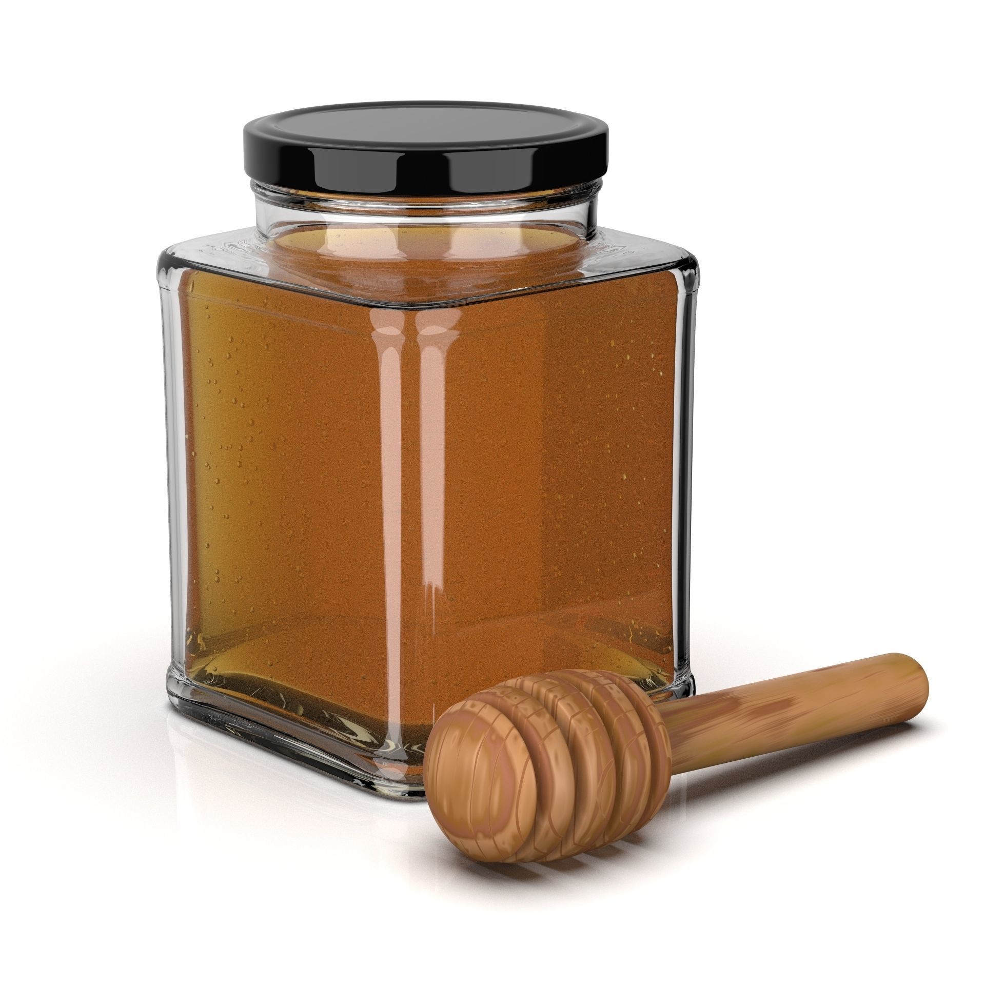 Honey Jar With Stick Low-poly 3D model_1