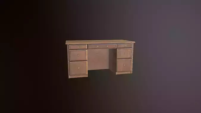 Stylized Office Desk Low-poly 3D model