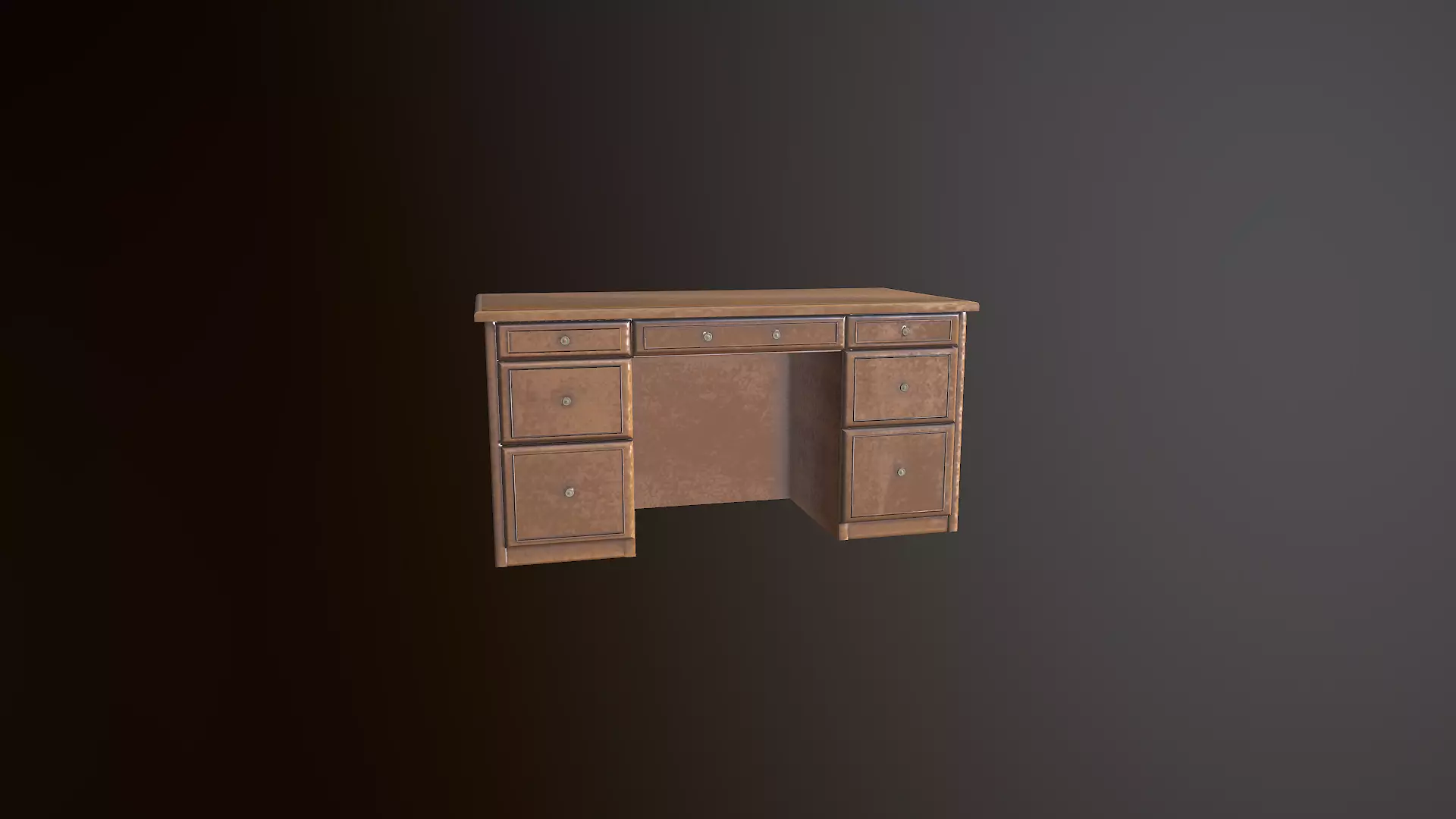 Stylized Office Desk Low-poly 3D model_0