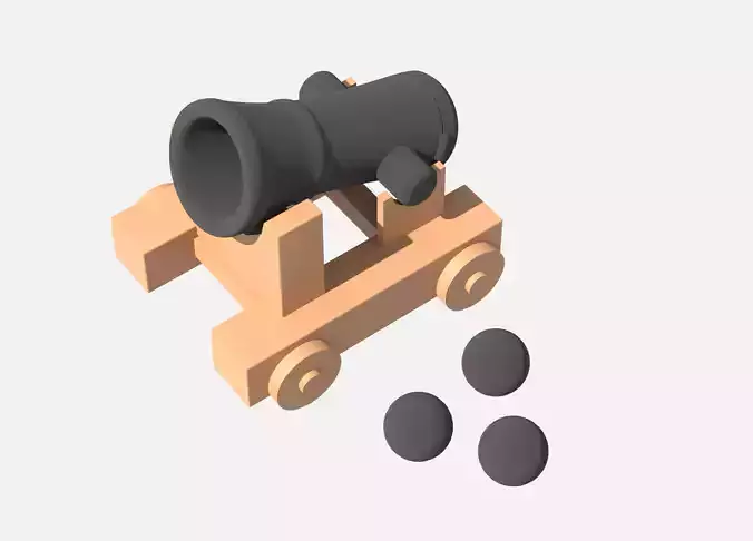 Medieval cannon Low-poly 3D model