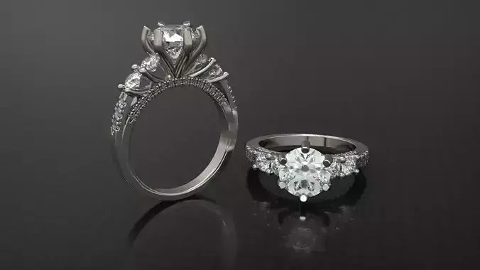 Engagement diamond ring for print