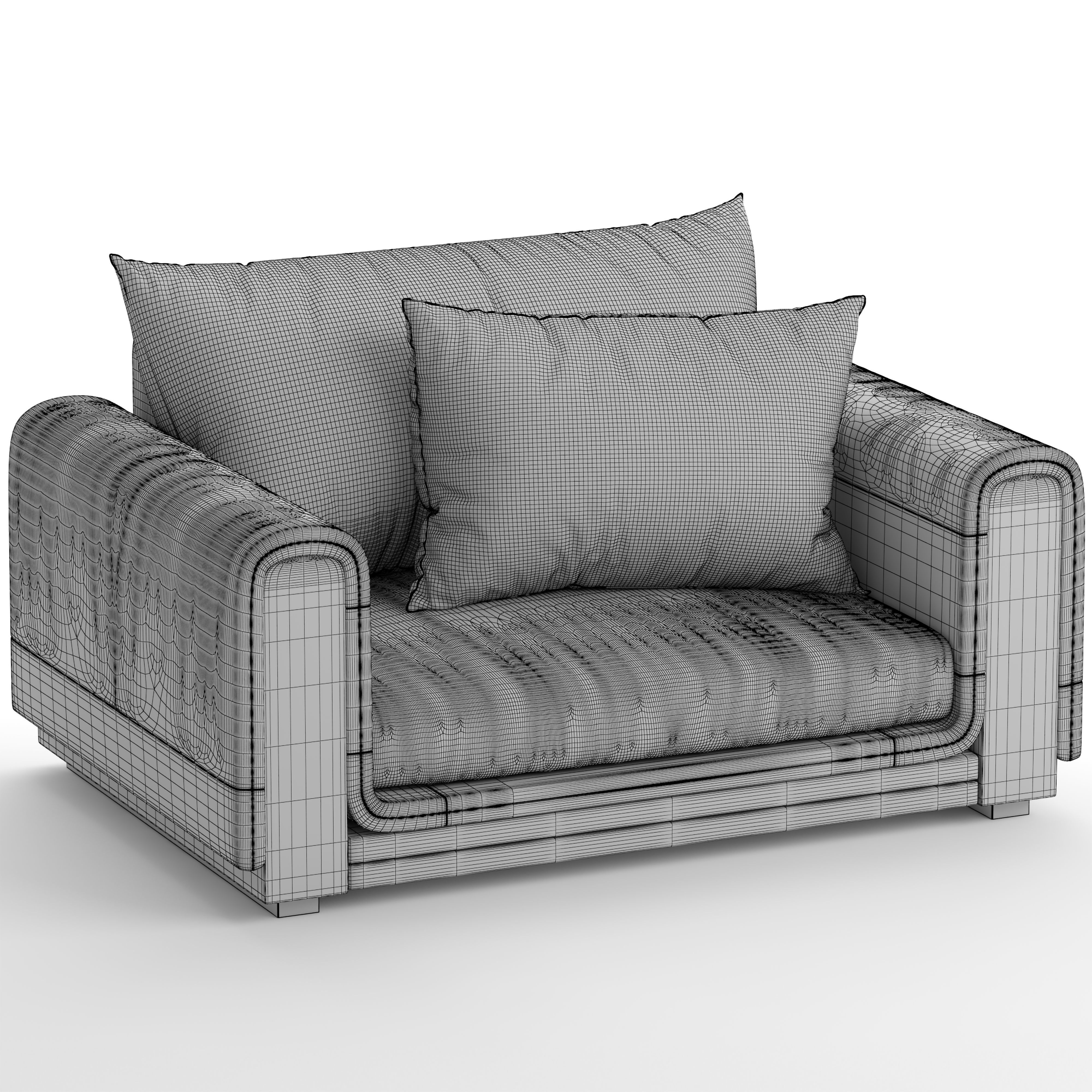 Armchair couch with pillows 3D model_2