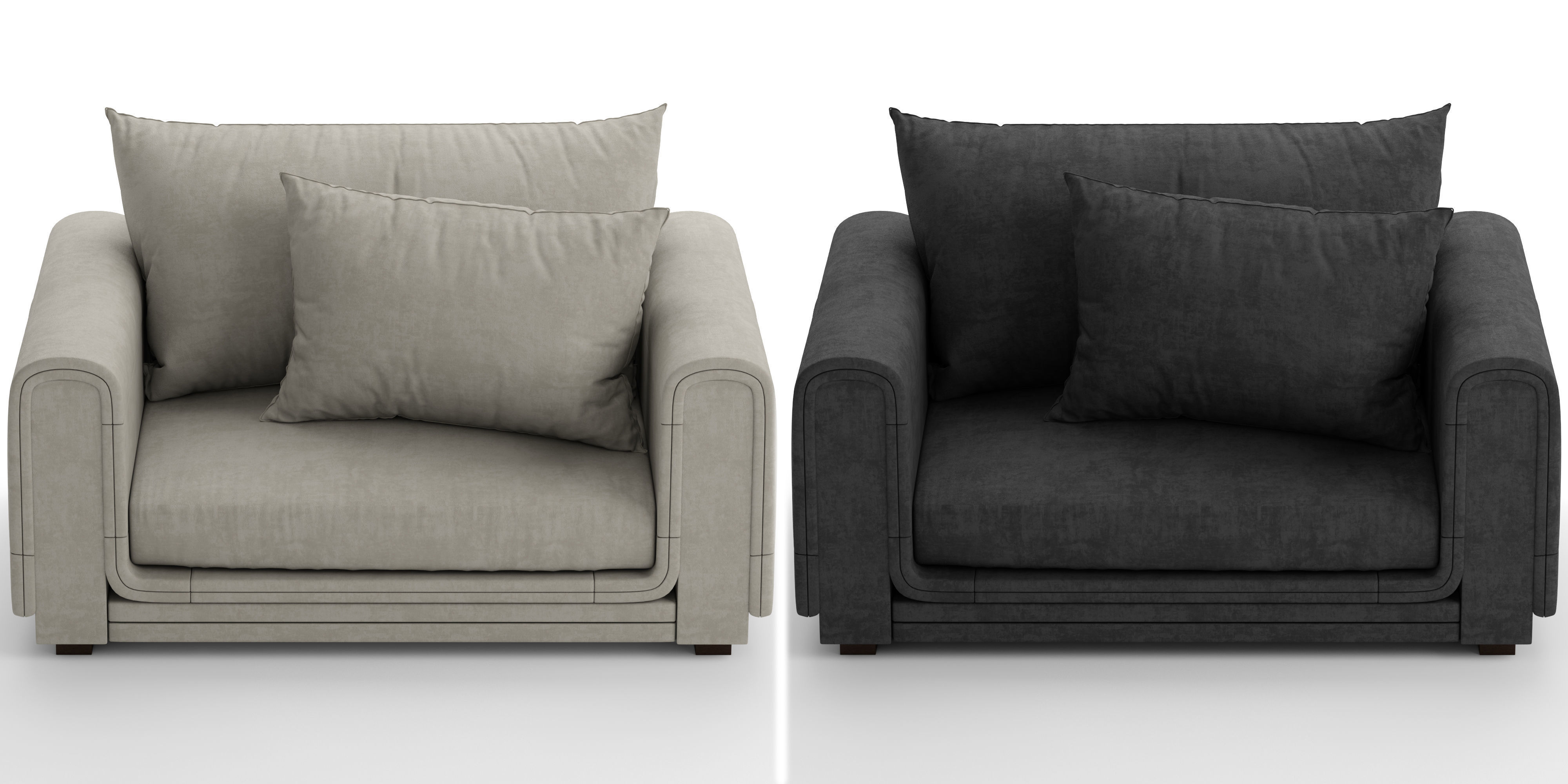 Armchair couch with pillows 3D model_16