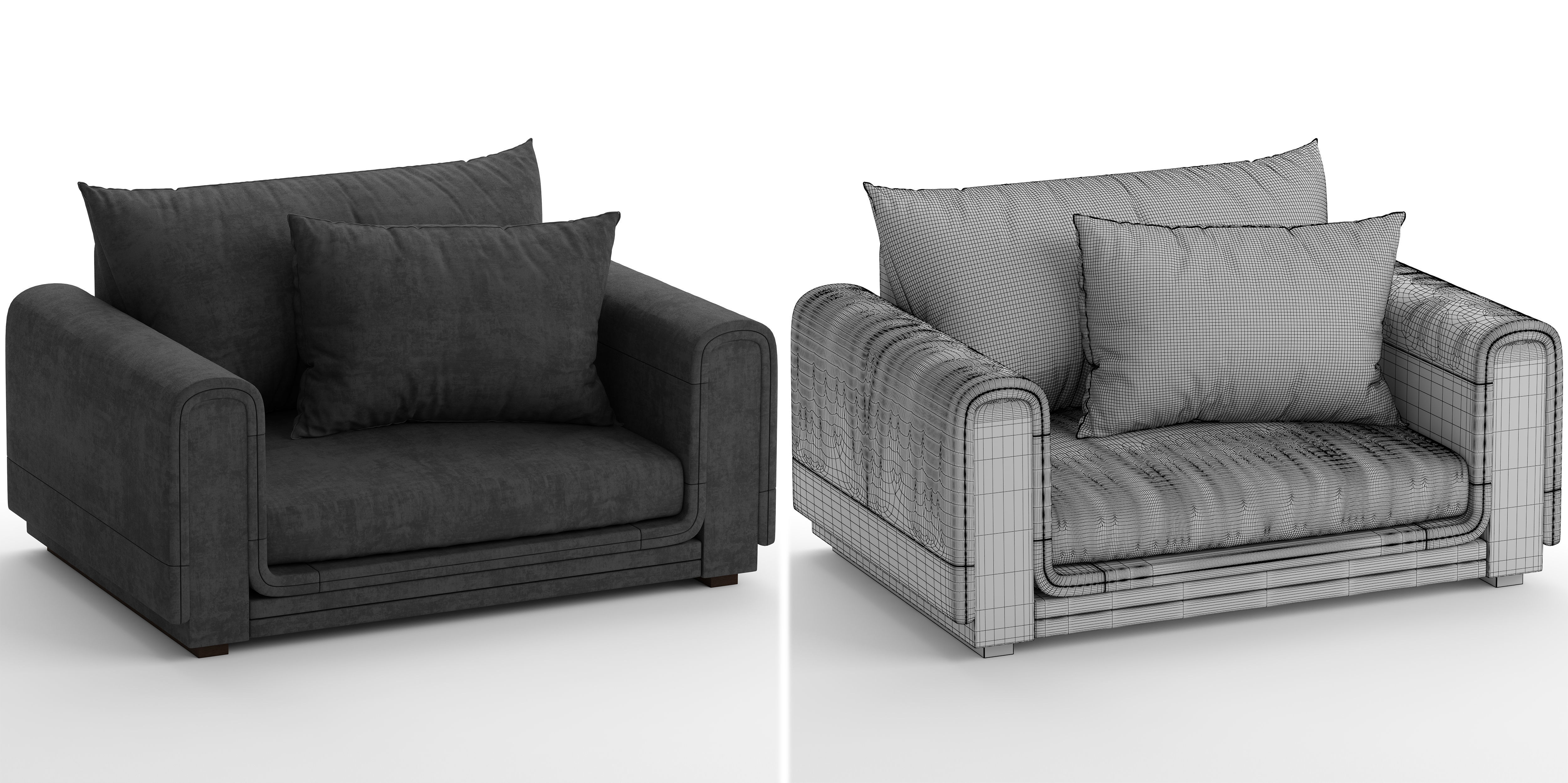 Armchair couch with pillows 3D model_14