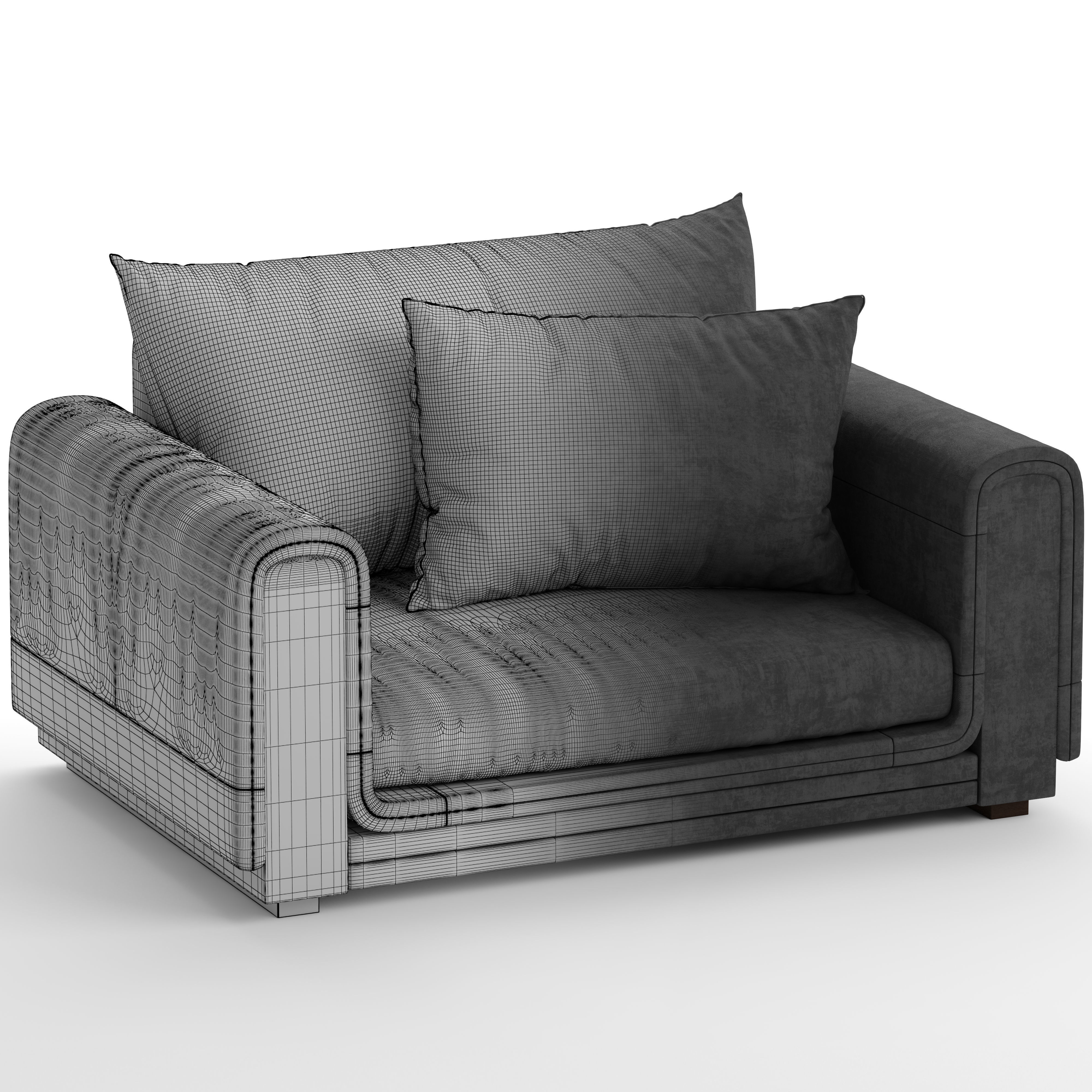 Armchair couch with pillows 3D model_12