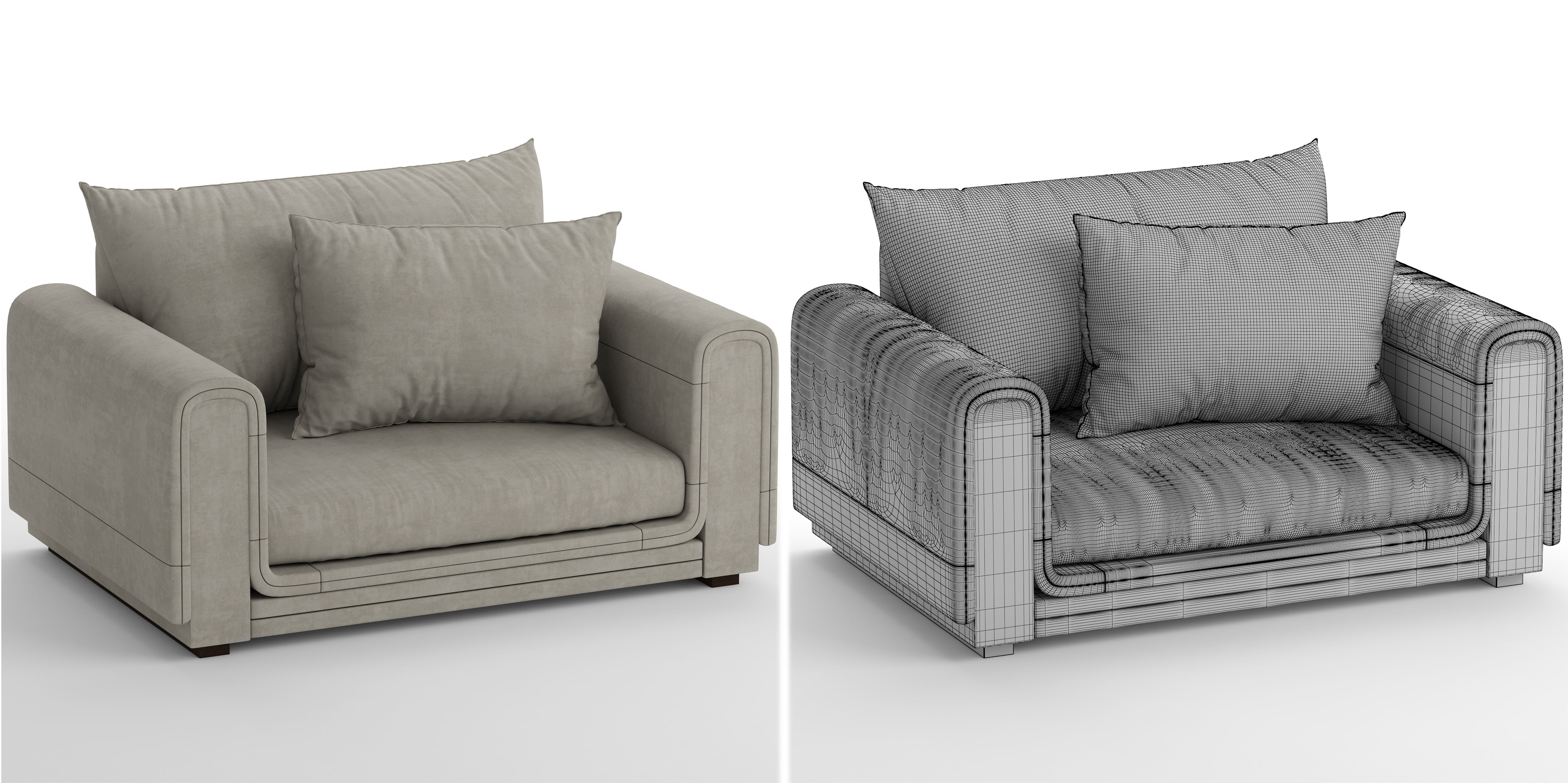 Armchair couch with pillows 3D model_13
