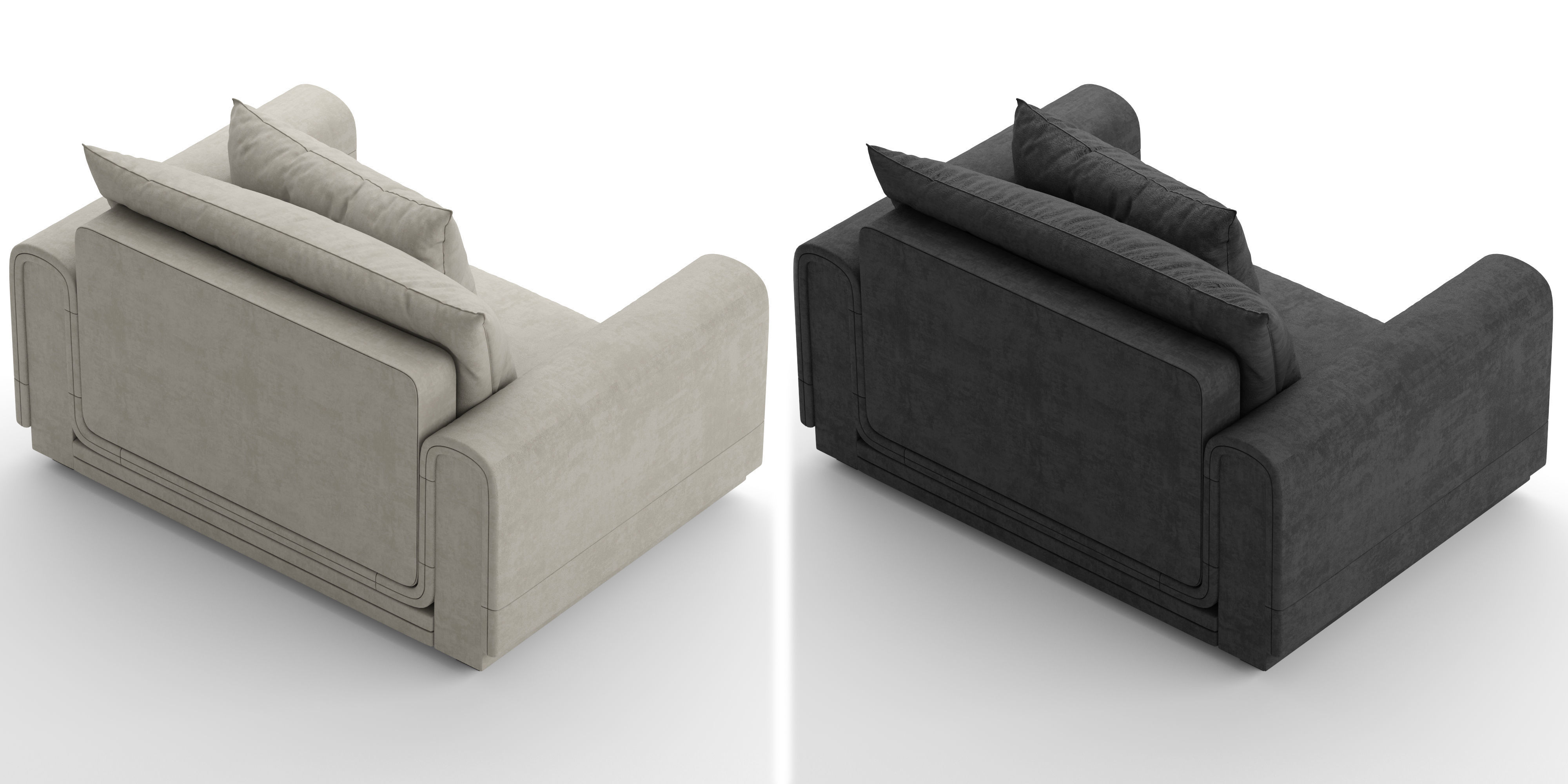 Armchair couch with pillows 3D model_19