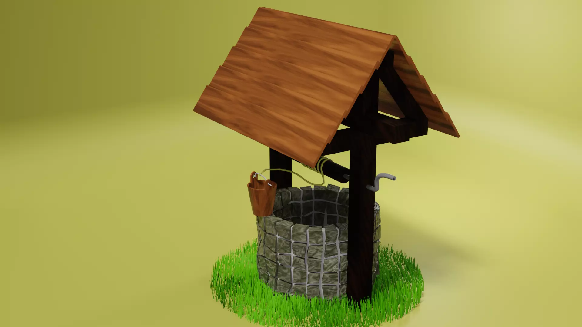 Old well - lowpoly Low-poly 3D model_0