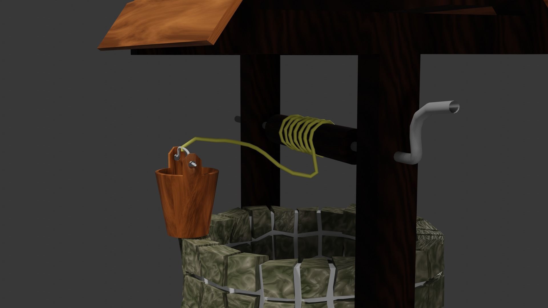 Old well - lowpoly Low-poly 3D model_2