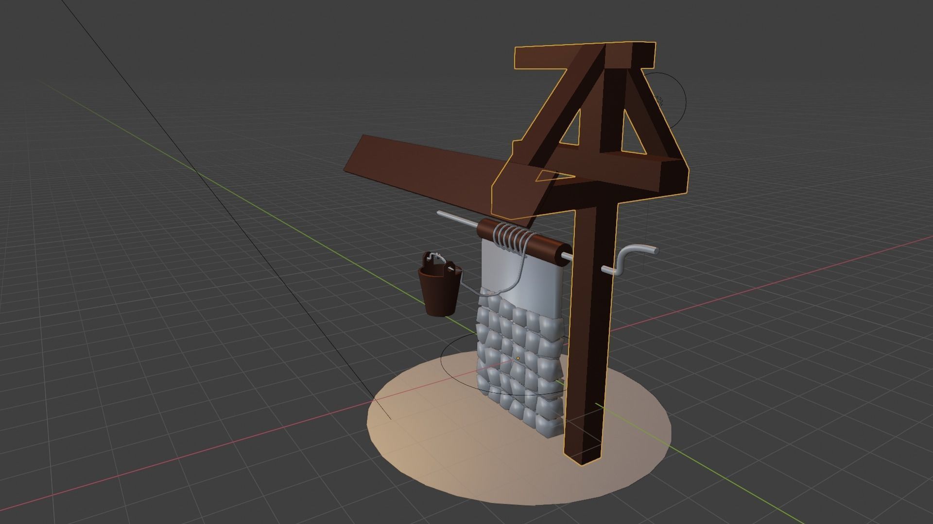 Old well - lowpoly Low-poly 3D model_14