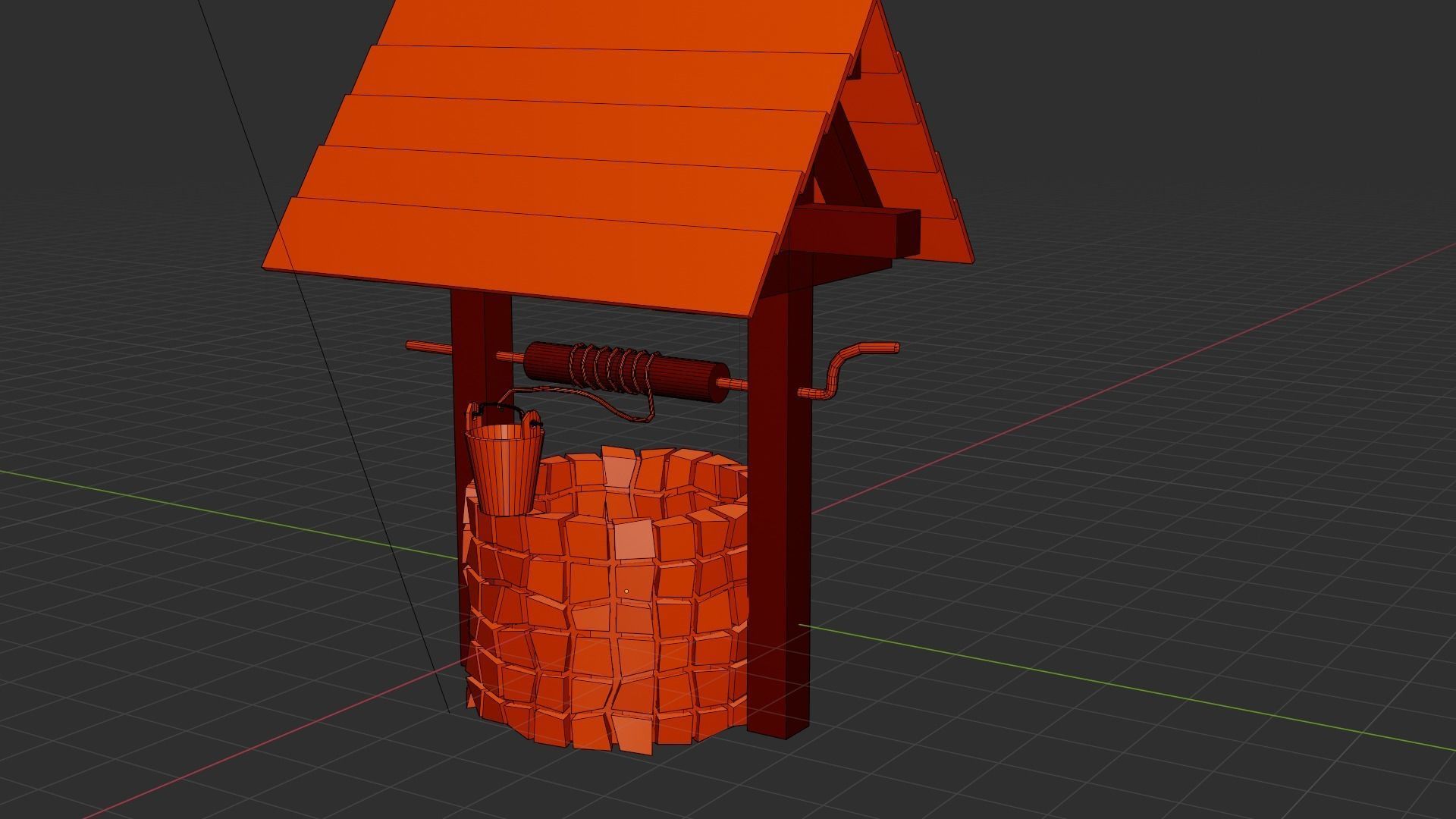 Old well - lowpoly Low-poly 3D model_9